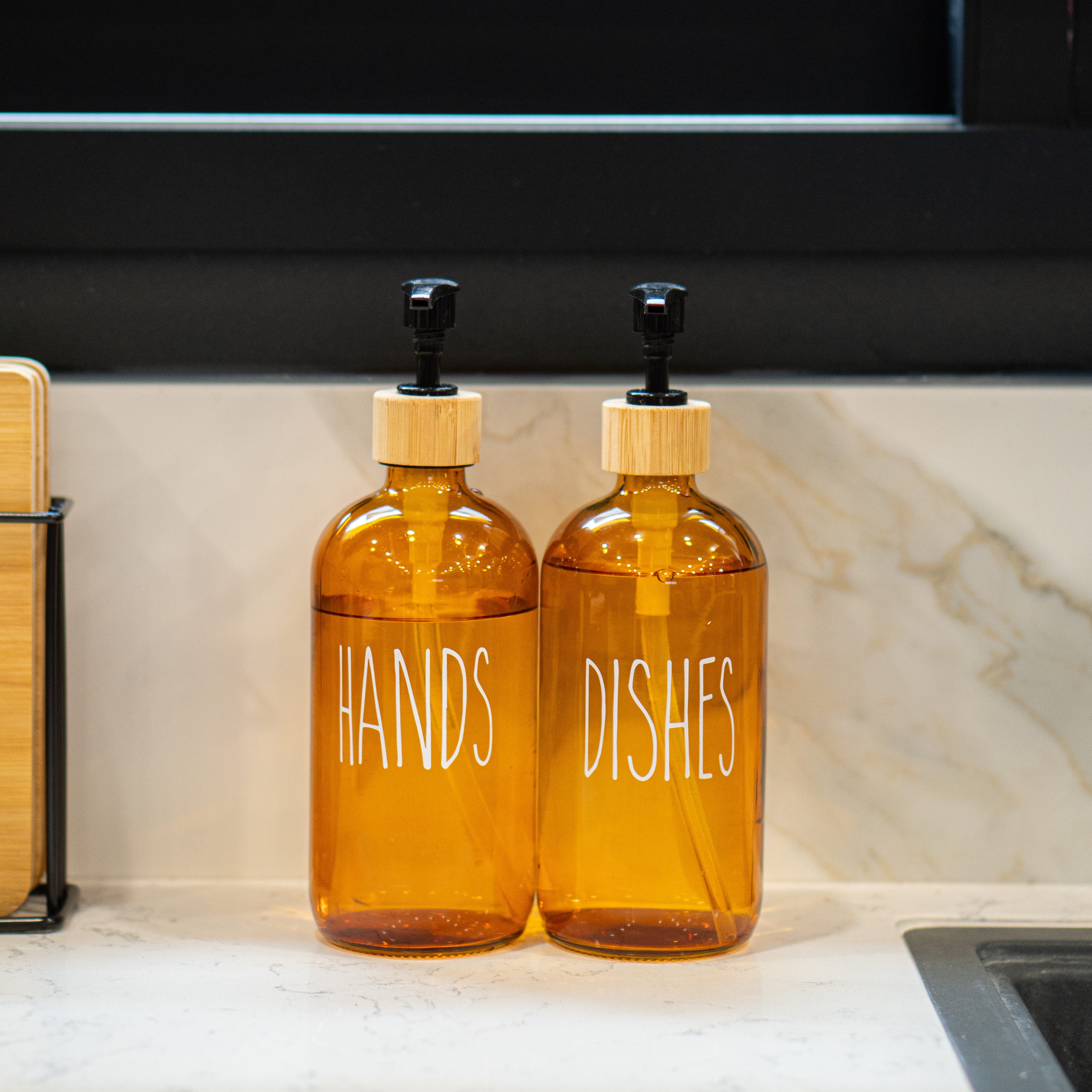 Amber 2-Piece Liquid Soap Dispenser Set
