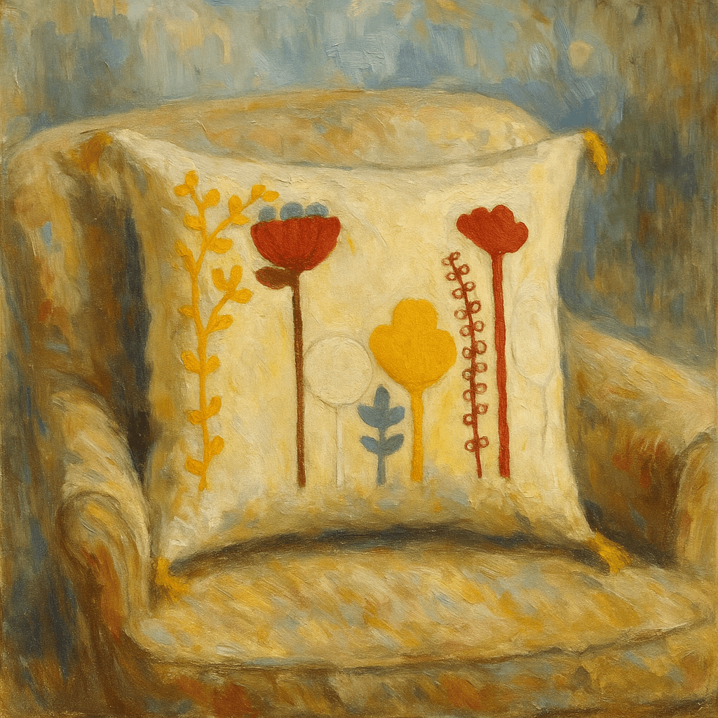 Punch Embroidered Flower Garden Motif Cushion
