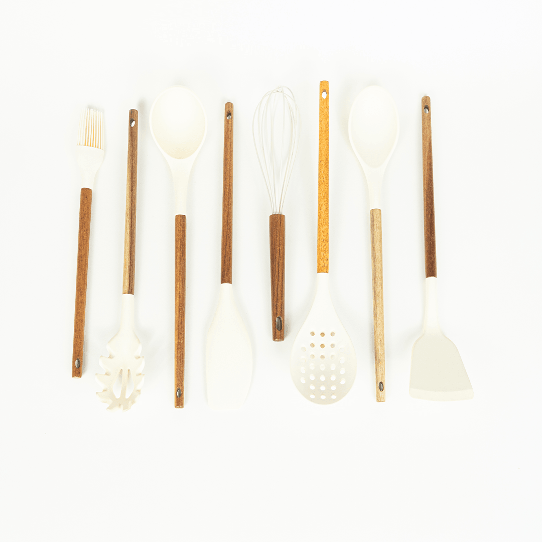 Acacia Naturel Handle 8-Piece Silicone Cooking Set