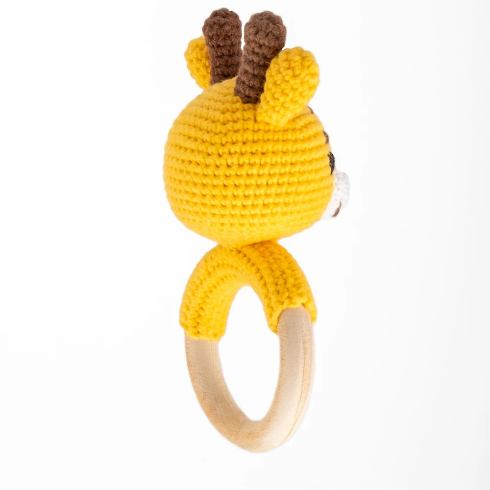 Safari Ahşap Saplı Çıngıraklı Diş Kaşıyıcı | Little Berthe