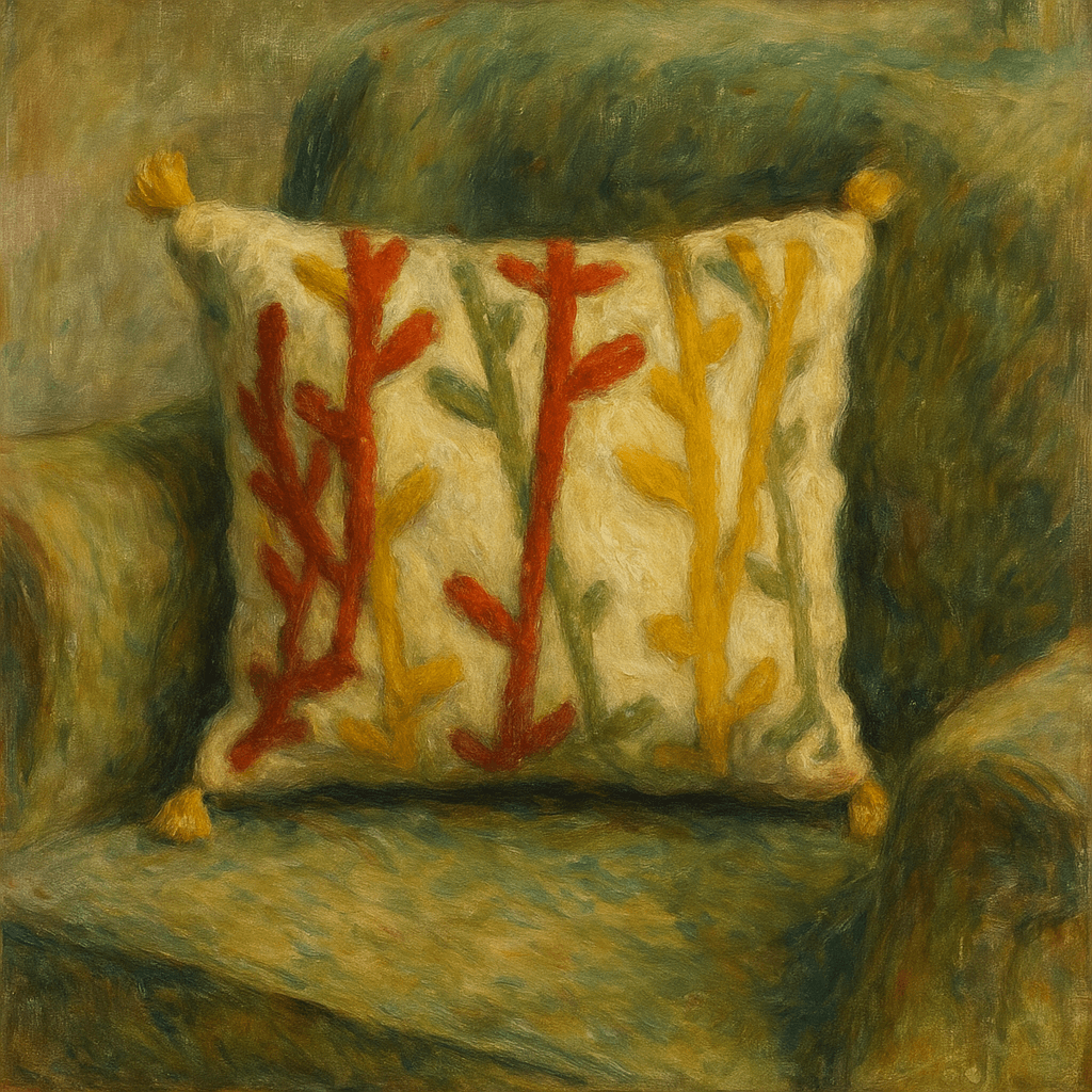 Punch Embroidered Branch Motif Cushion