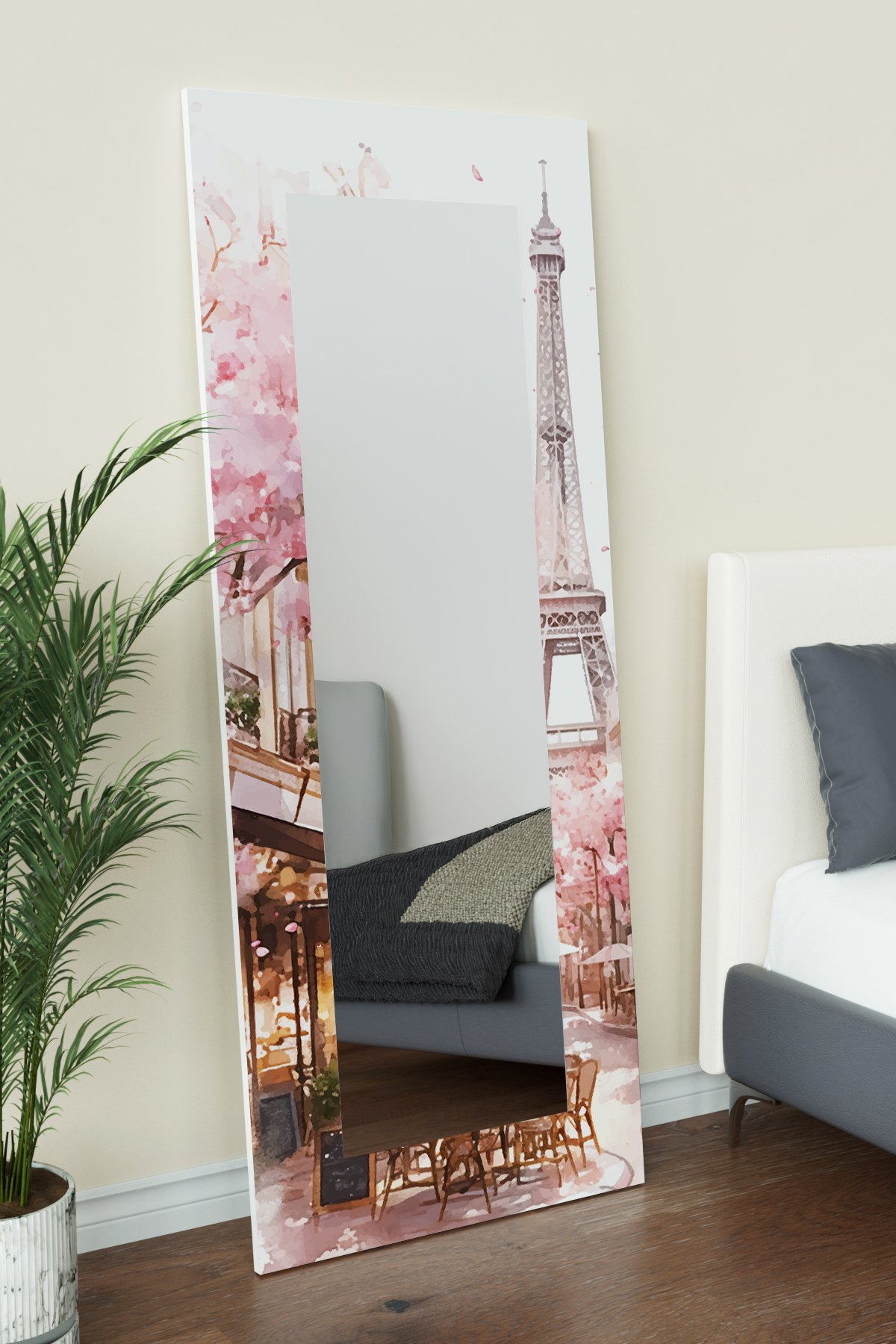 Eiffel Tower Desenli Dekoratif Boy Aynası 150x60 cm