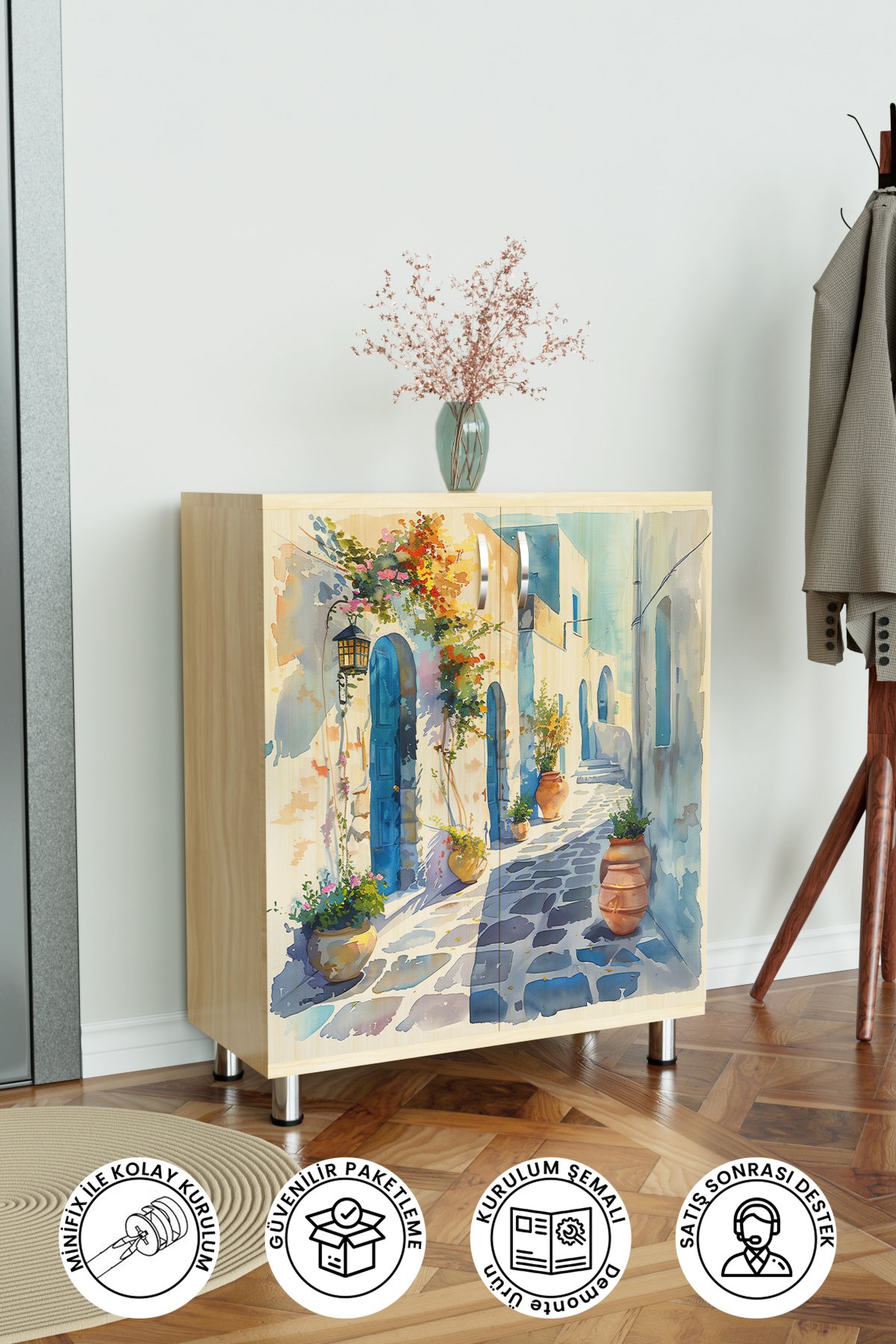Blue Design  4 Raflı Ayakkabılık Antre Hol Çok Amaçlı Ayakkabı Dolabı