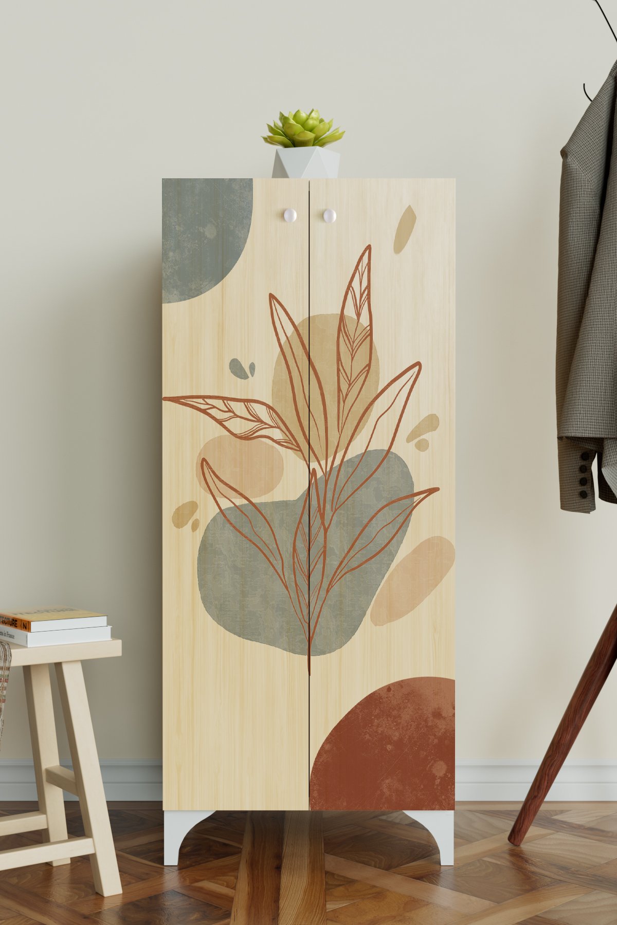 Minimal Leaf 3 Raflı Çok Amaçlı Dolap Mutfak Salon Banyo Ofis Salon Dolabı