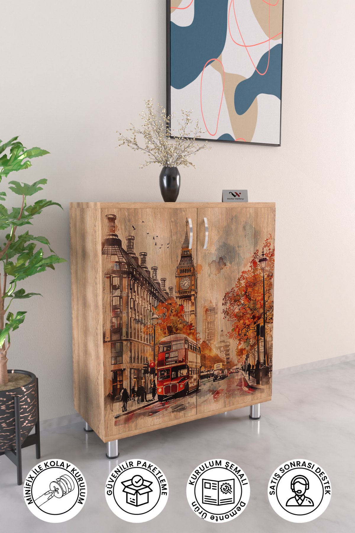 London 4 Raflı Ayakkabılık Antre Hol Çok Amaçlı Ayakkabı Dolabı