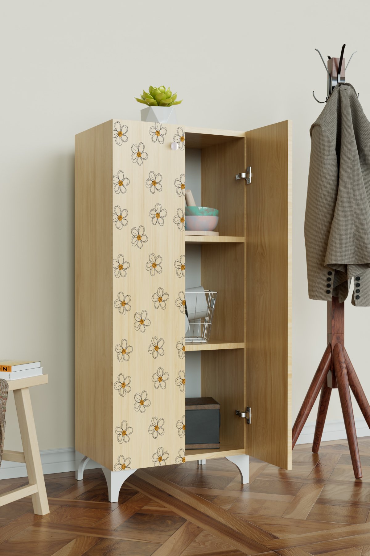 Daisy Design 3 Raflı Çok Amaçlı Dolap Mutfak Salon Banyo Ofis Salon Dolabı