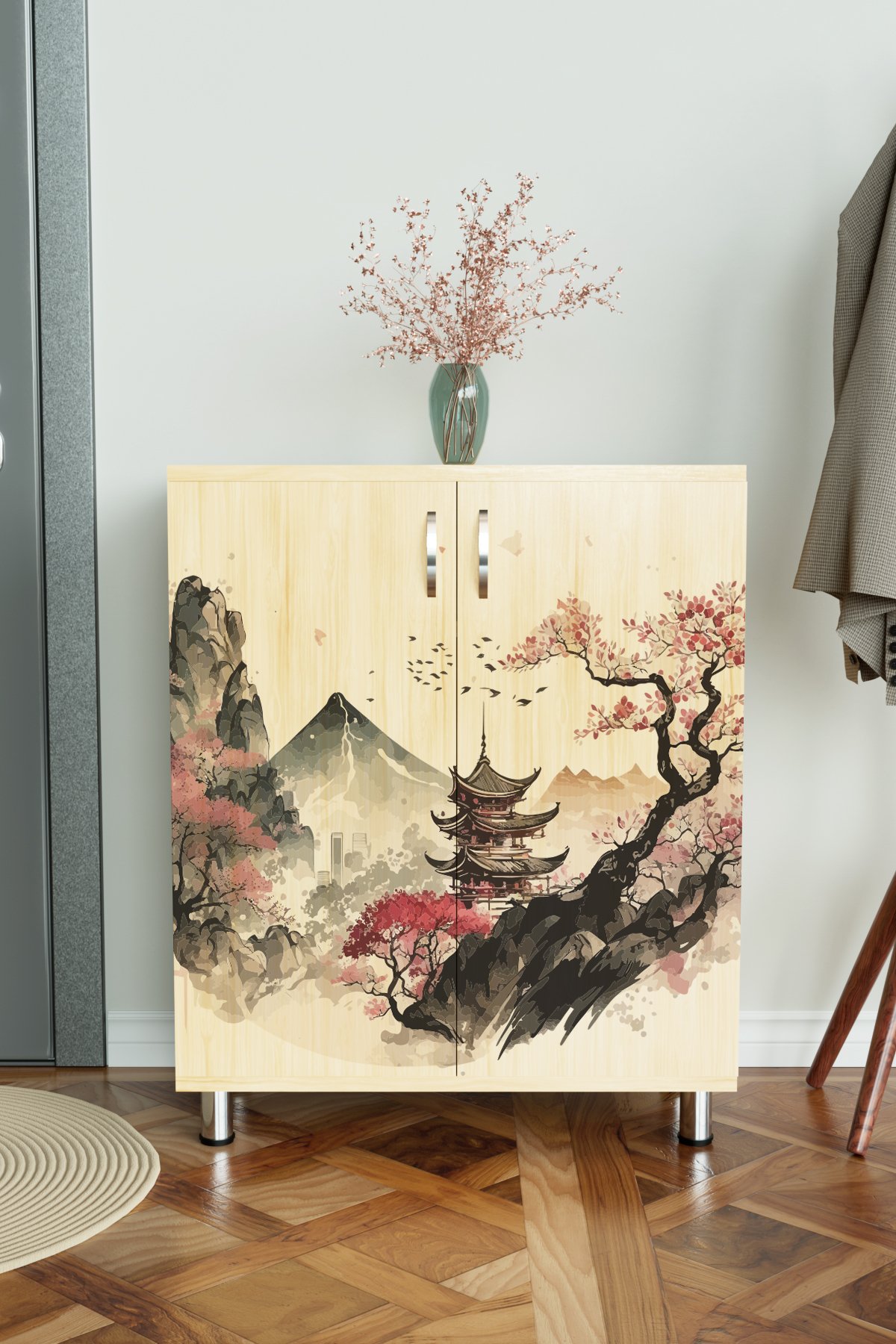 japanese Temple 4 Raflı Ayakkabılık Antre Hol Çok Amaçlı Ayakkabı Dolabı