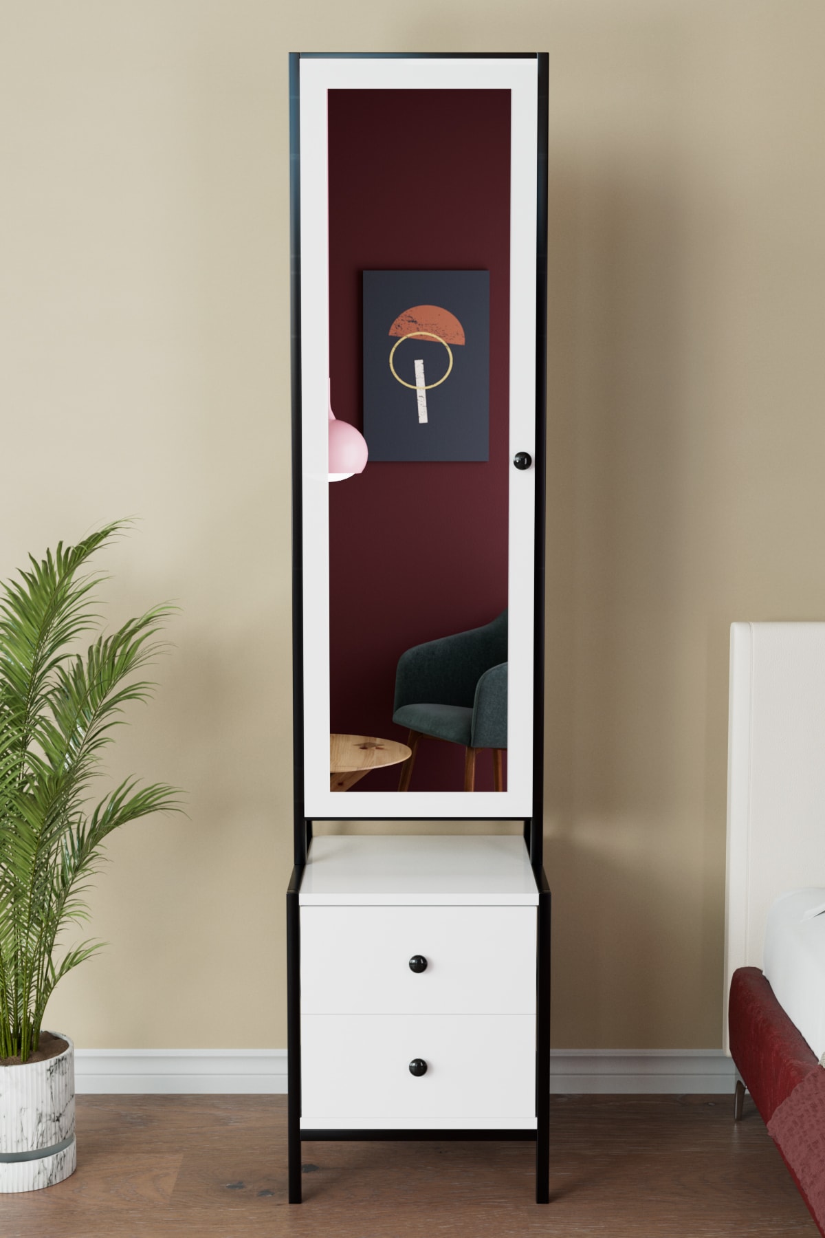 Aynalı Takı ve Aksesuar Dolabı Çekmeceli Çok Amaçlı Dolap