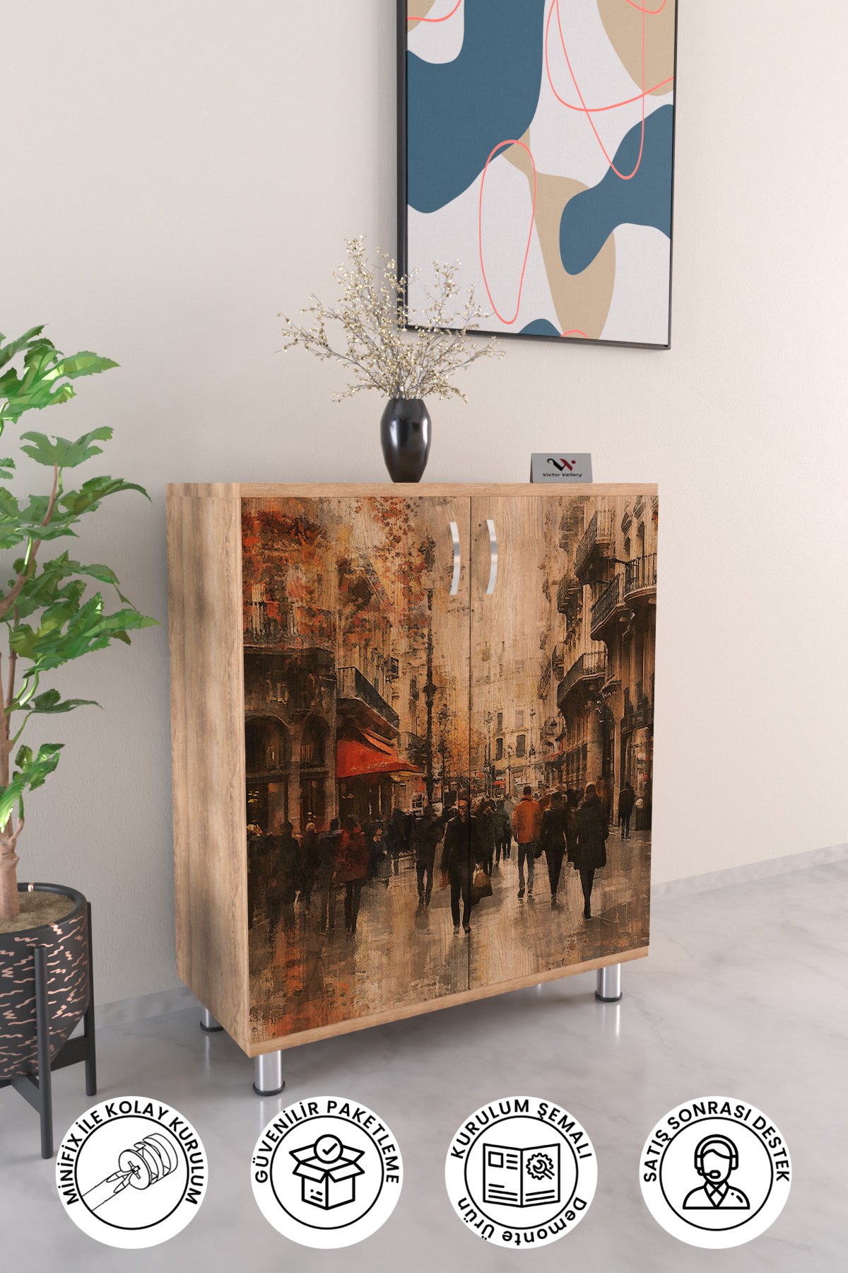 City Vibe 4 Raflı Ayakkabılık Antre Hol Çok Amaçlı Ayakkabı Dolabı