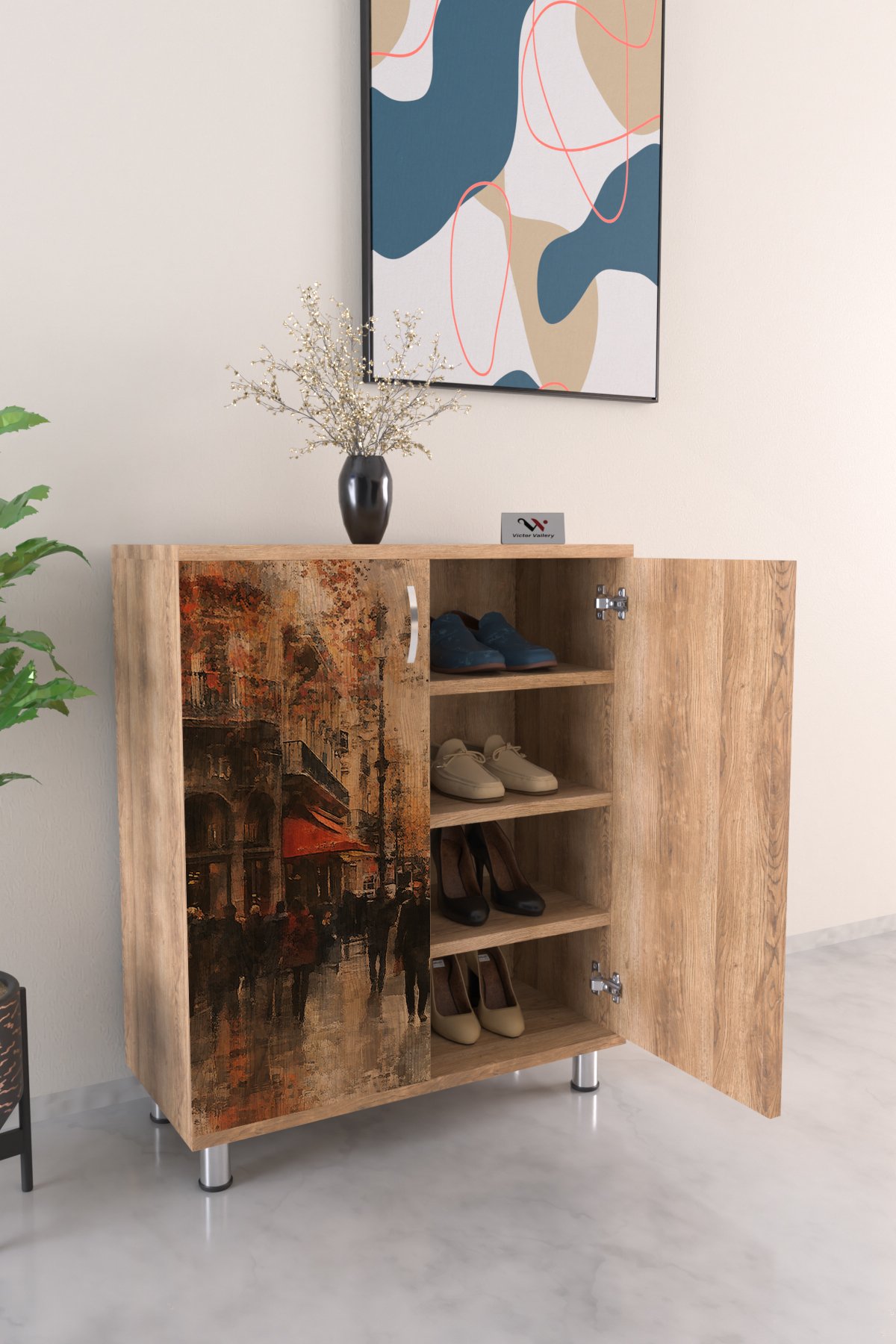 City Vibe 4 Raflı Ayakkabılık Antre Hol Çok Amaçlı Ayakkabı Dolabı