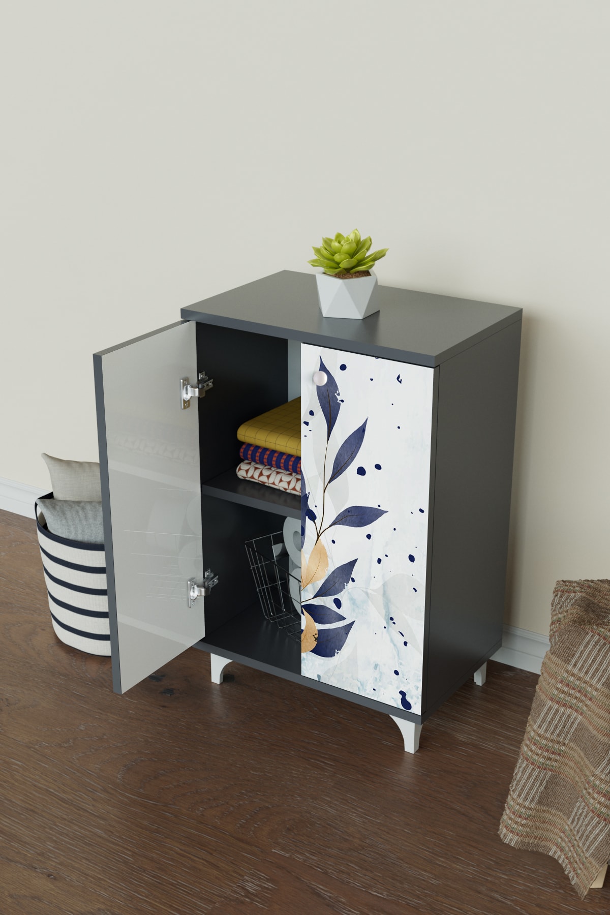 Bluer 2 Raflı Çok Amaçlı Dolap Mutfak Salon Ofis Dolabı