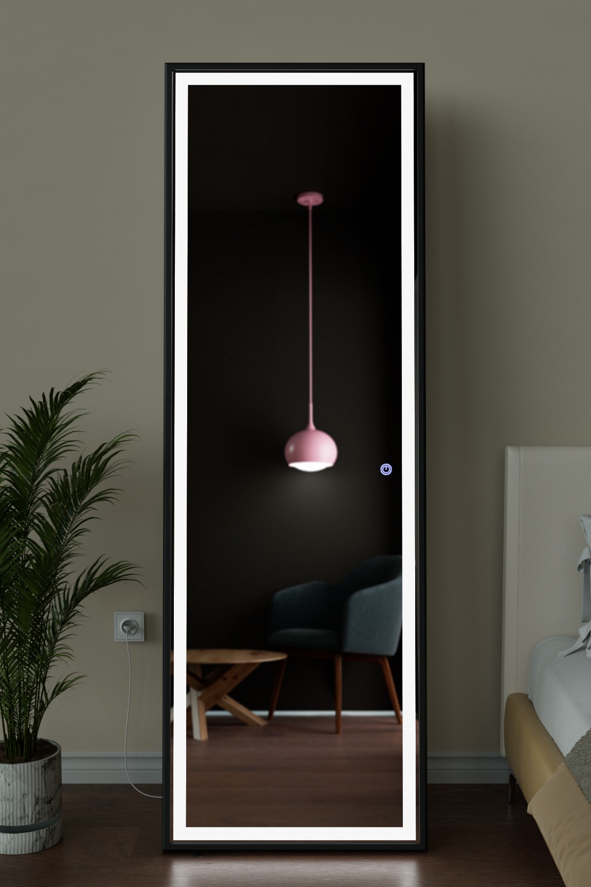 LED Işıklı Boy Aynası Lazer Kumlamalı 60x180 CM
