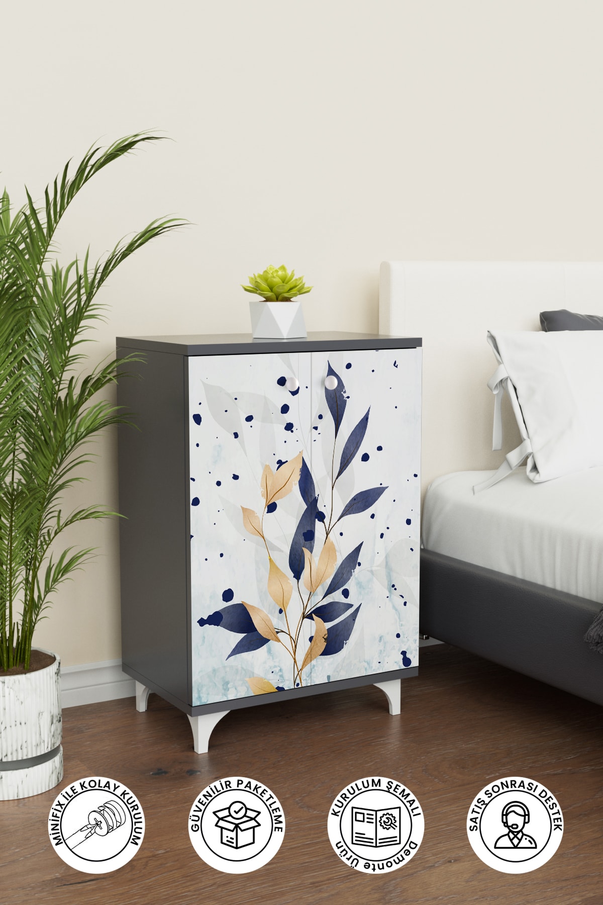 Bluer 2 Raflı Çok Amaçlı Dolap Mutfak Salon Ofis Dolabı