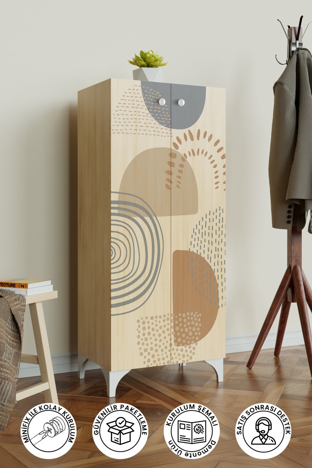 Soft Design 3 Raflı Çok Amaçlı Dolap Mutfak Salon Banyo Ofis Salon Dolabı
