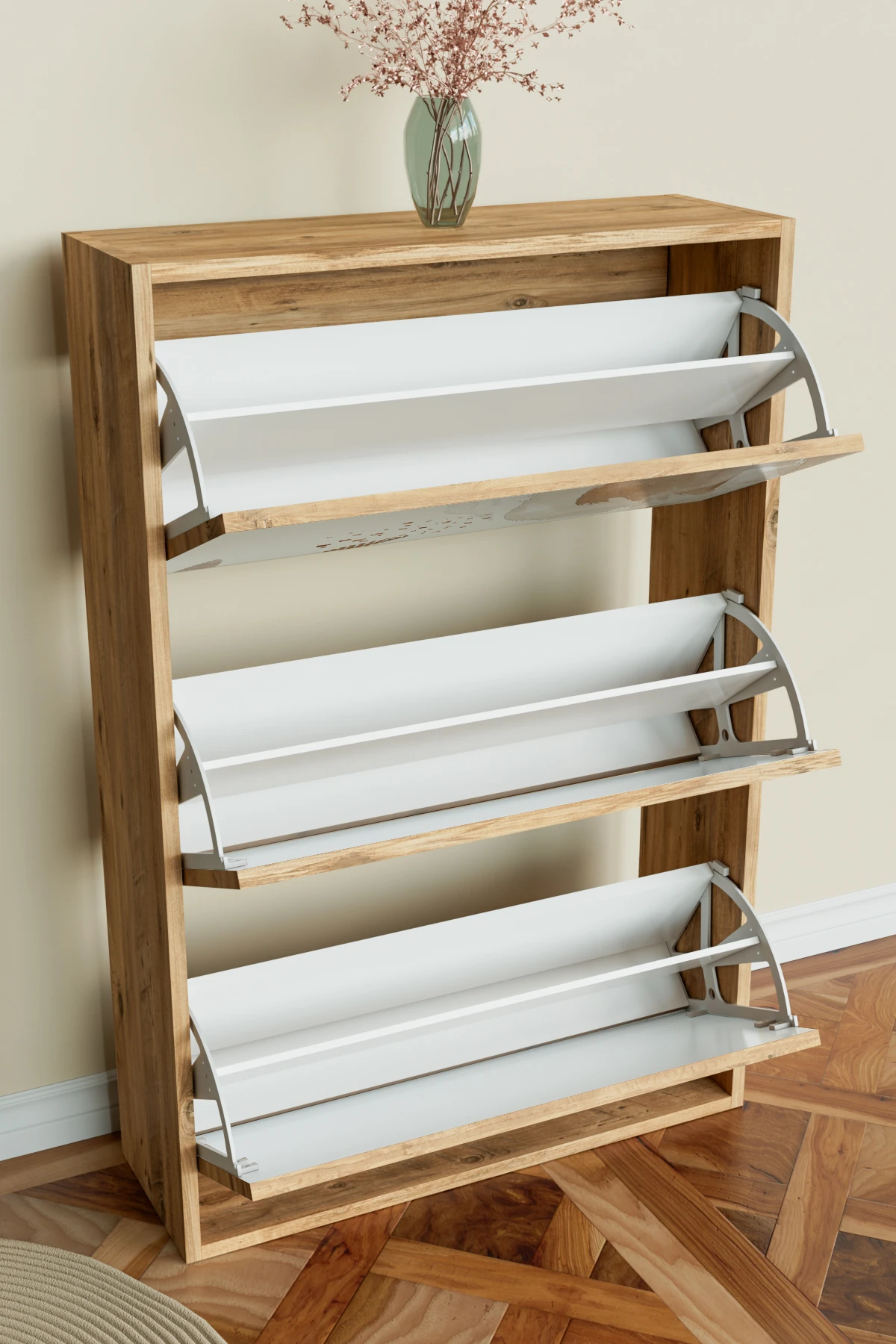 "Sandy Lines" 3 Bölmeli Liovian Düşer Kapak Ayakkabılık