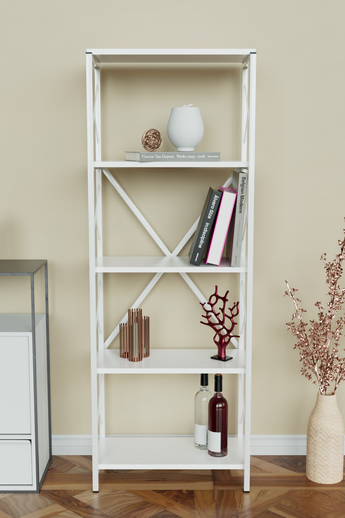 5 Raflı Metal Kitaplık Çok Amaçlı Kütüphane Salon Ofis Evrak Rafları