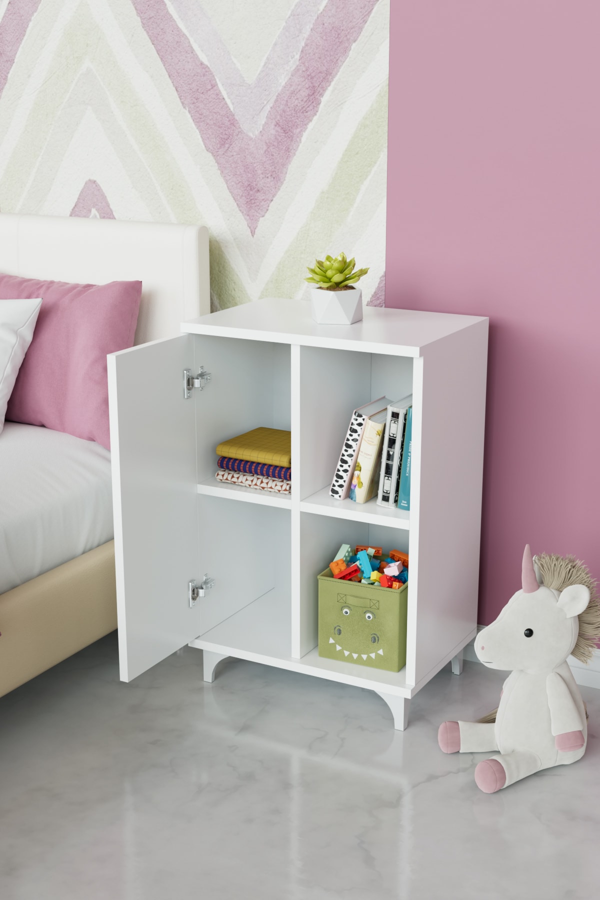 2 Raflı tek kapak Ladybird World Çocuk Odası Çok Amaçlı Dolabı