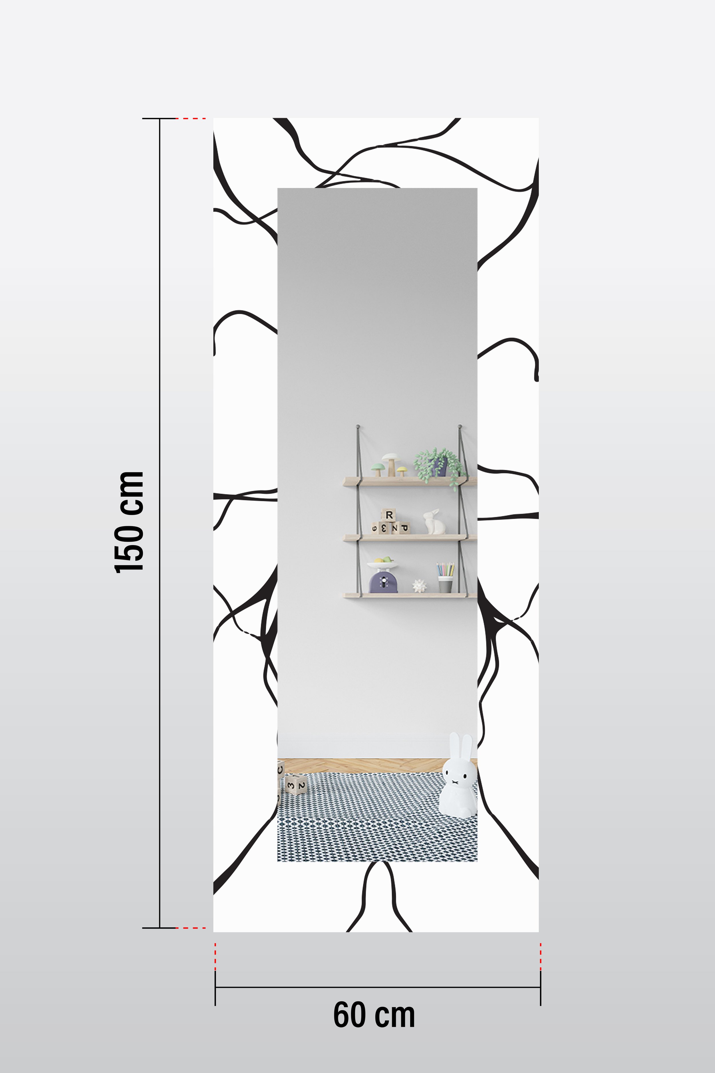 Broken Mirror Desenli Dekoratif Boy Aynası 150x60 cm