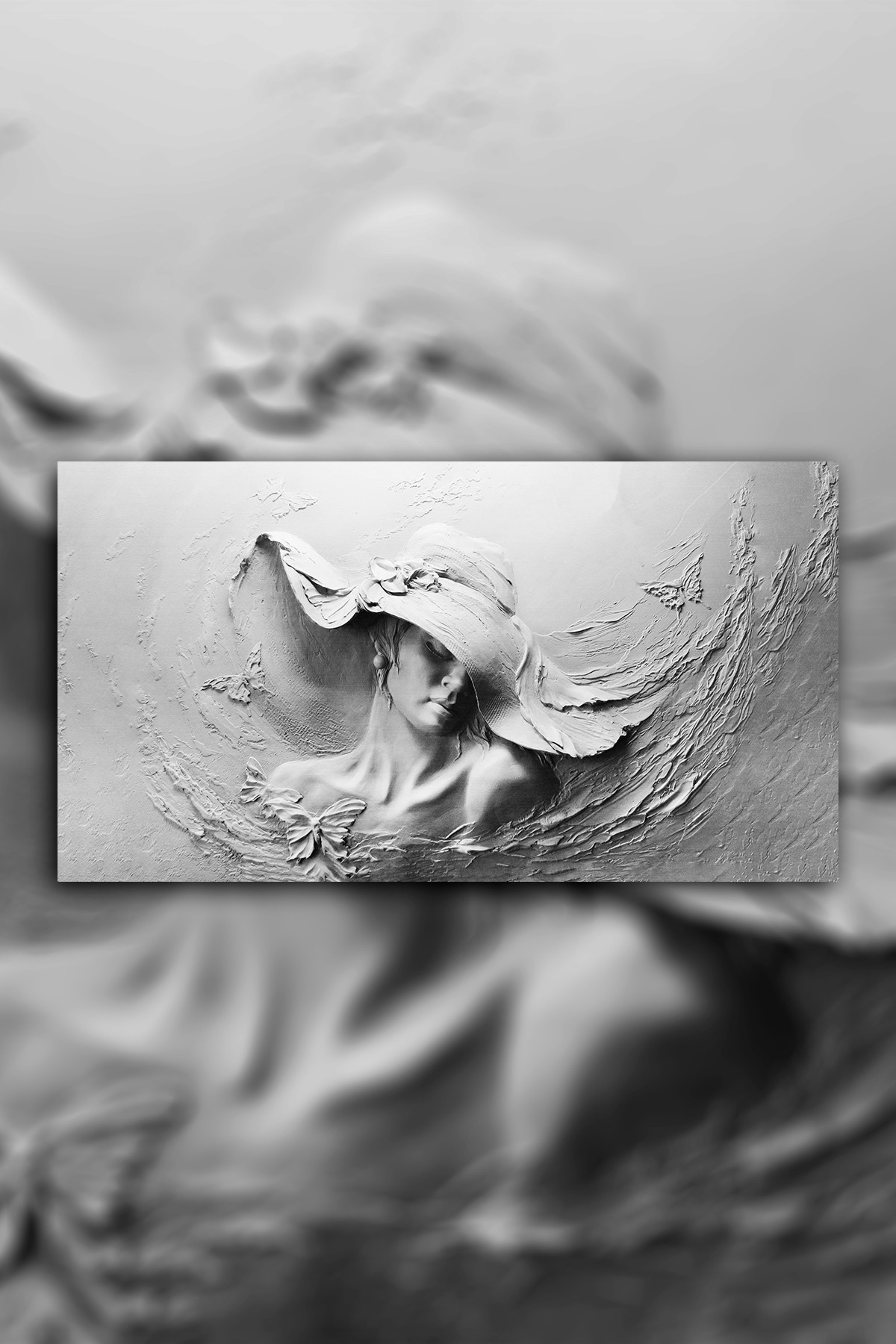 Abstract Beyaz Kadın Kanvas Duvar Tablo