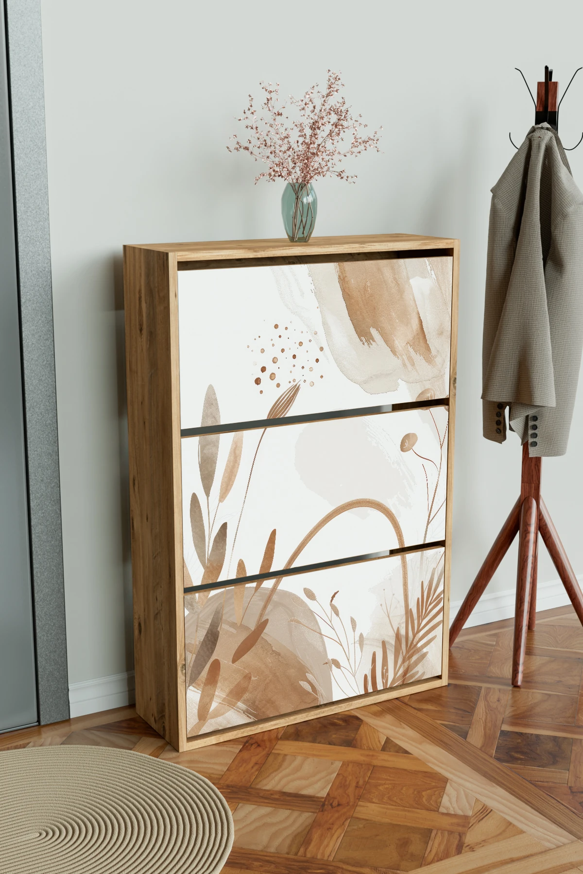 "Sandy Lines" 3 Bölmeli Liovian Düşer Kapak Ayakkabılık