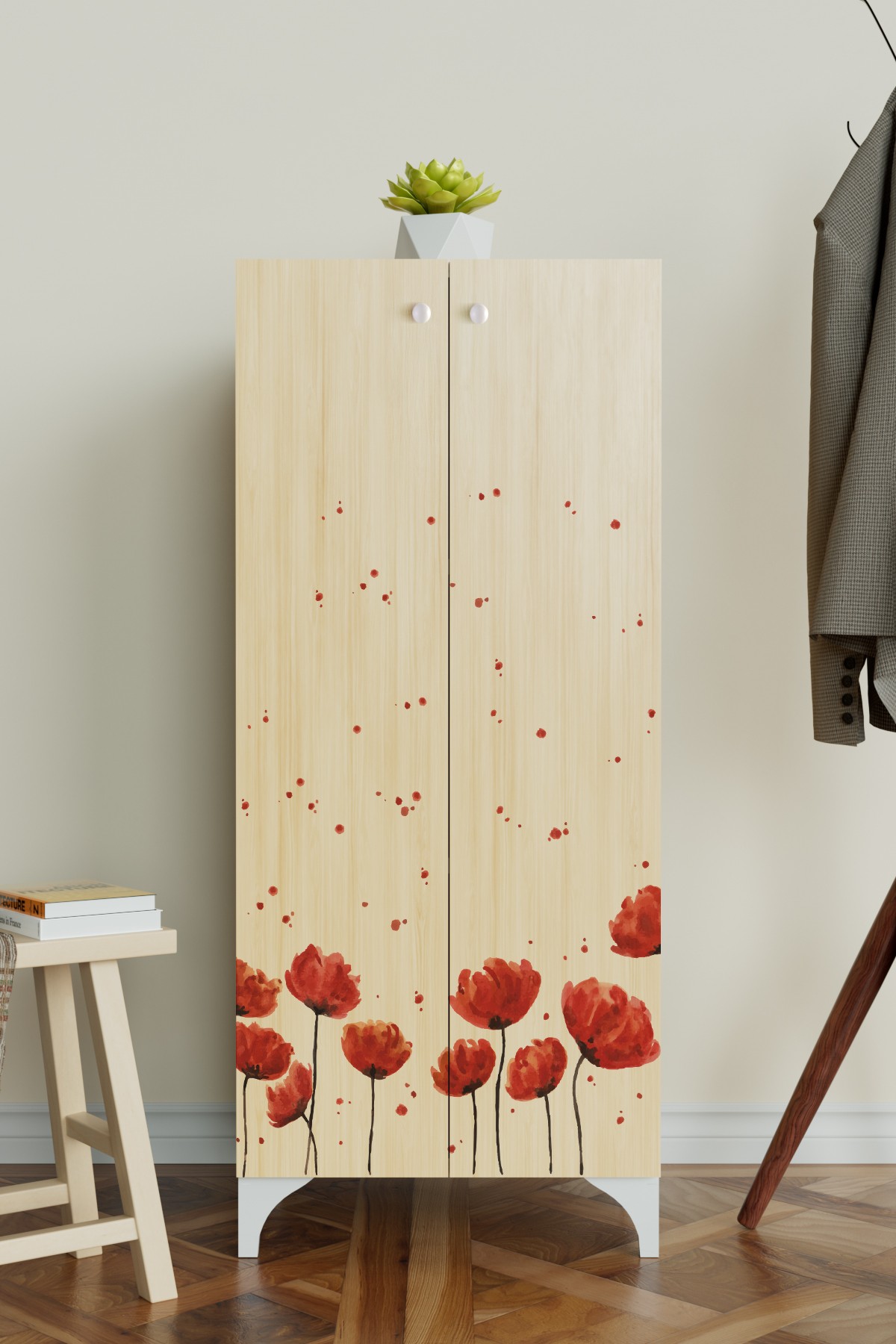 Red Anemone 3 Raflı Çok Amaçlı Dolap Mutfak Salon Banyo Ofis Salon Dolabı