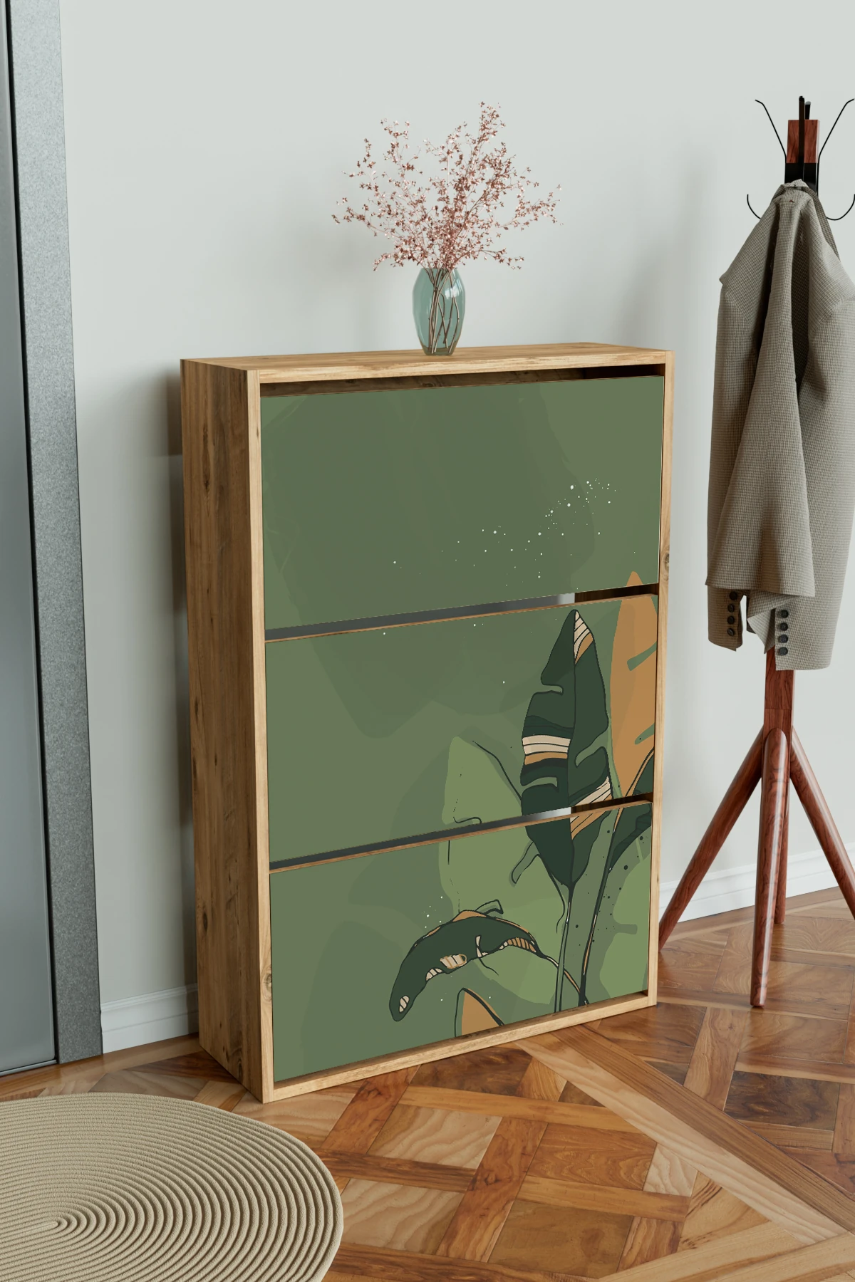 "Green" 3 Bölmeli Liovian Düşer Kapak Ayakkabılık