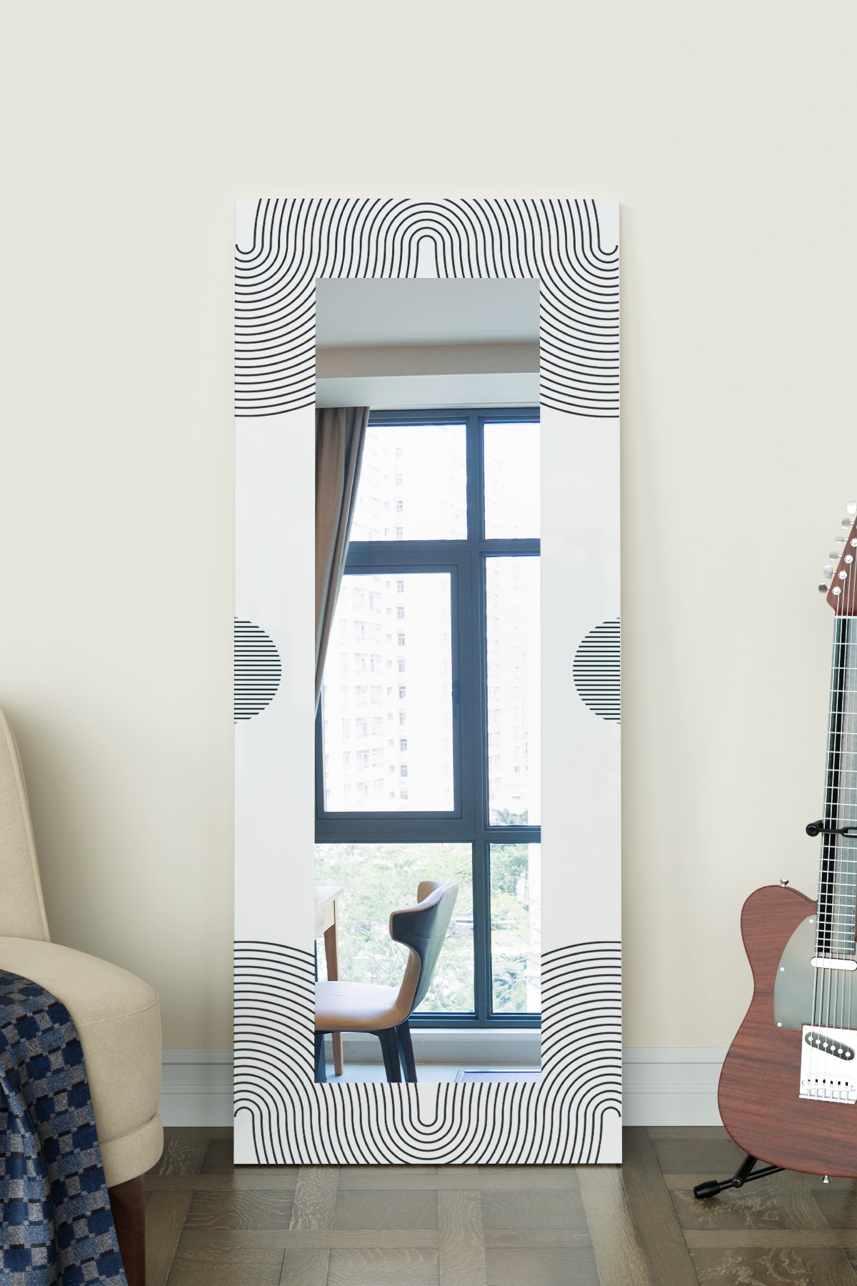 Minimal Line Desenli Dekoratif Boy Aynası 150x60 cm