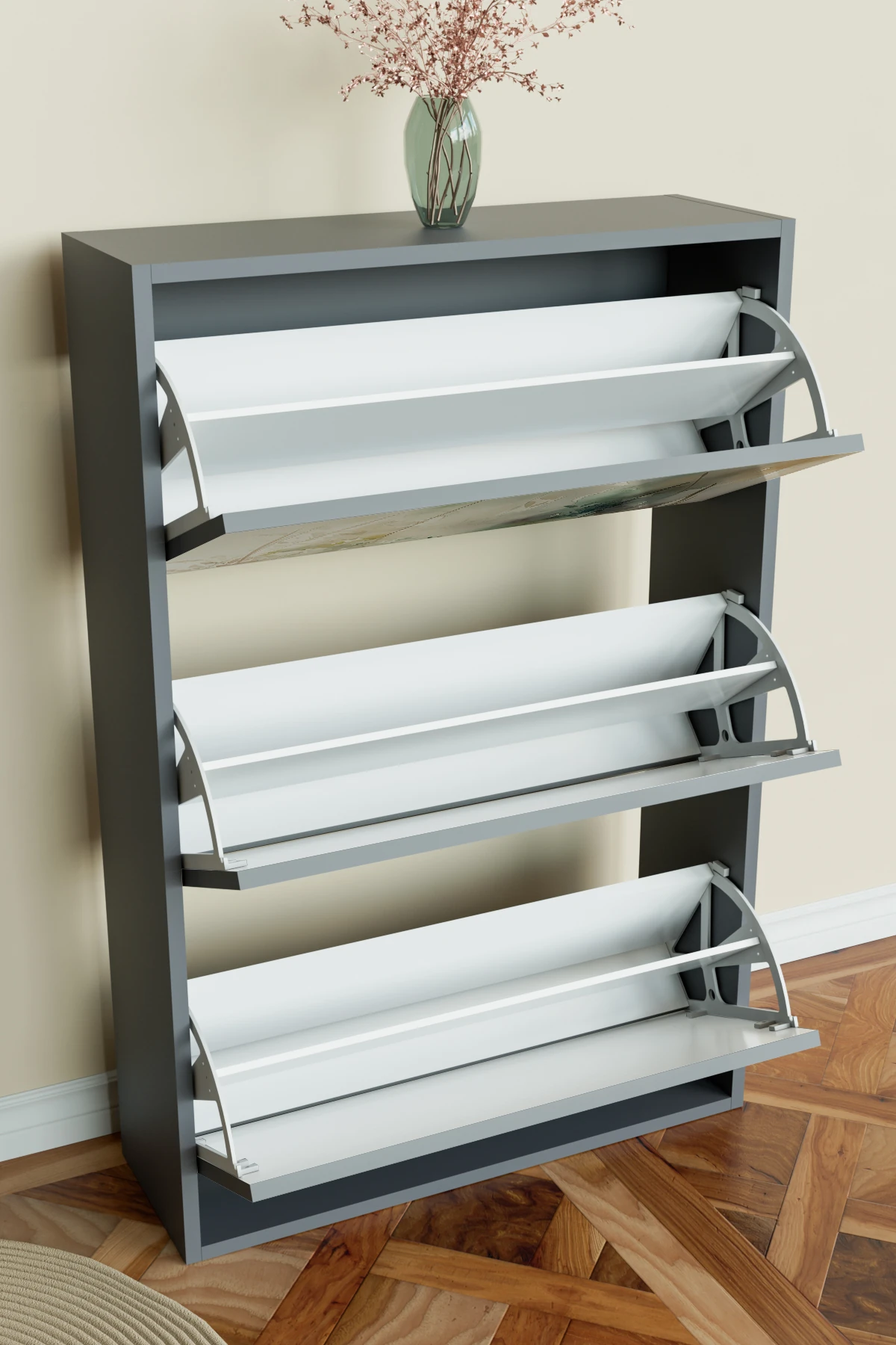 "Aqua Haze" 3 Bölmeli Liovian Düşer Kapak Ayakkabılık