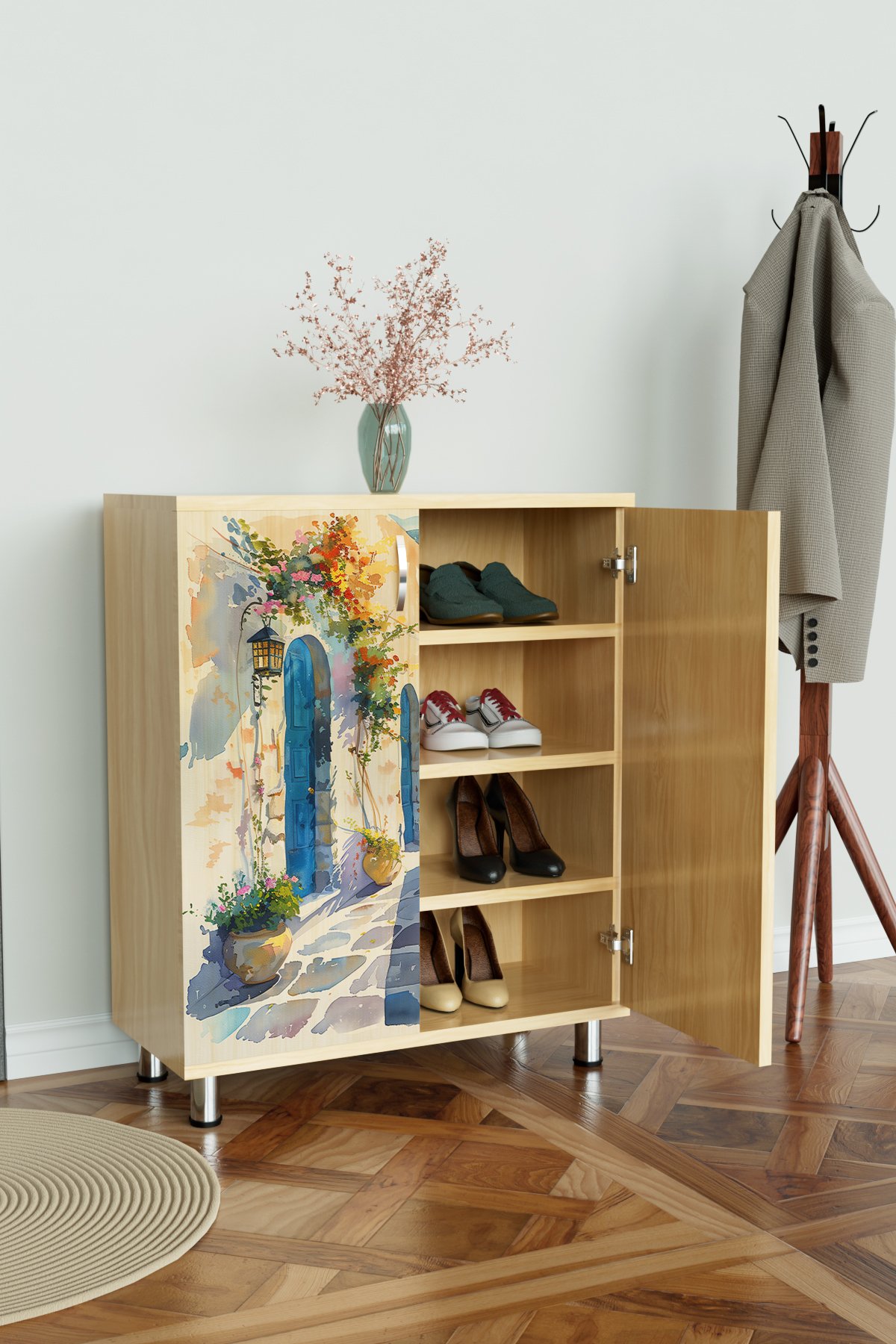 Blue Design  4 Raflı Ayakkabılık Antre Hol Çok Amaçlı Ayakkabı Dolabı