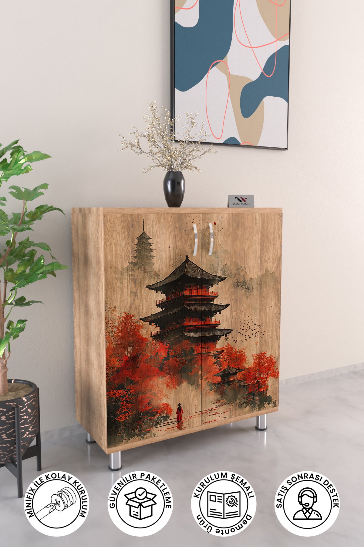 Red Temple 4 Raflı Ayakkabılık Antre Hol Çok Amaçlı Ayakkabı Dolabı
