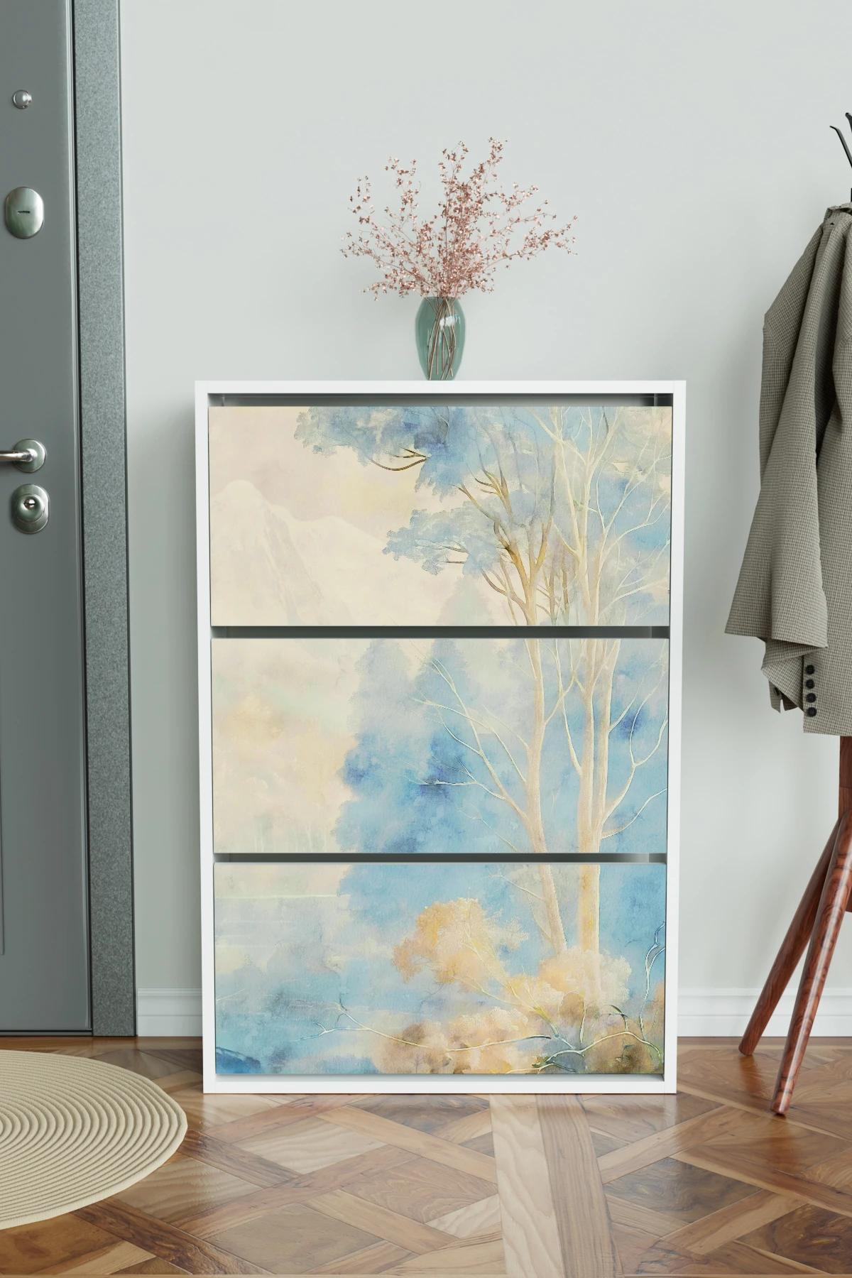 "Blue Mist" 3 Bölmeli Liovian Düşer Kapak Ayakkabılık