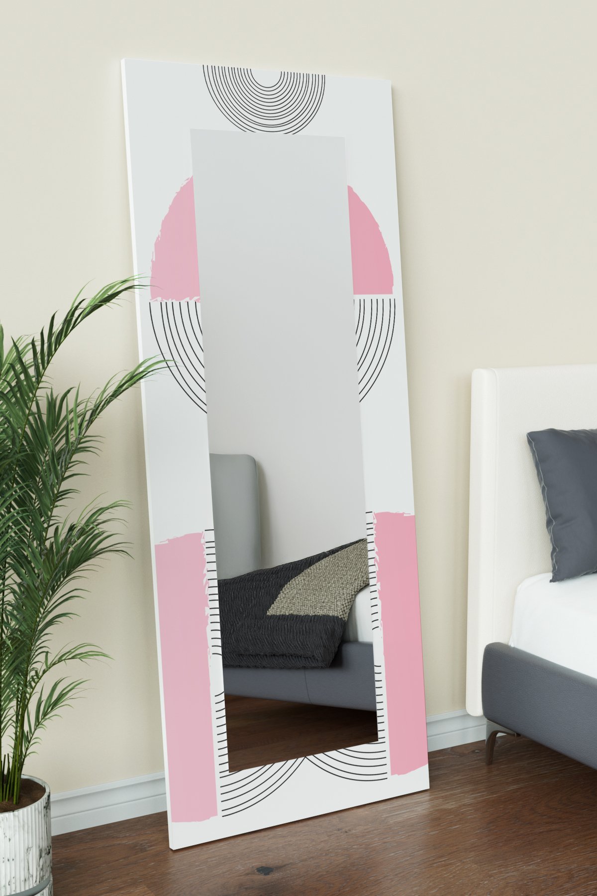 Pink Desenli Dekoratif Boy Aynası 150x60 cm