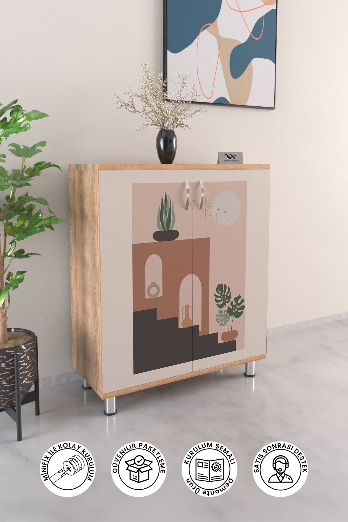 Pastel Life 4 Raflı Ayakkabılık Antre Hol Çok Amaçlı Ayakkabı Dolabı