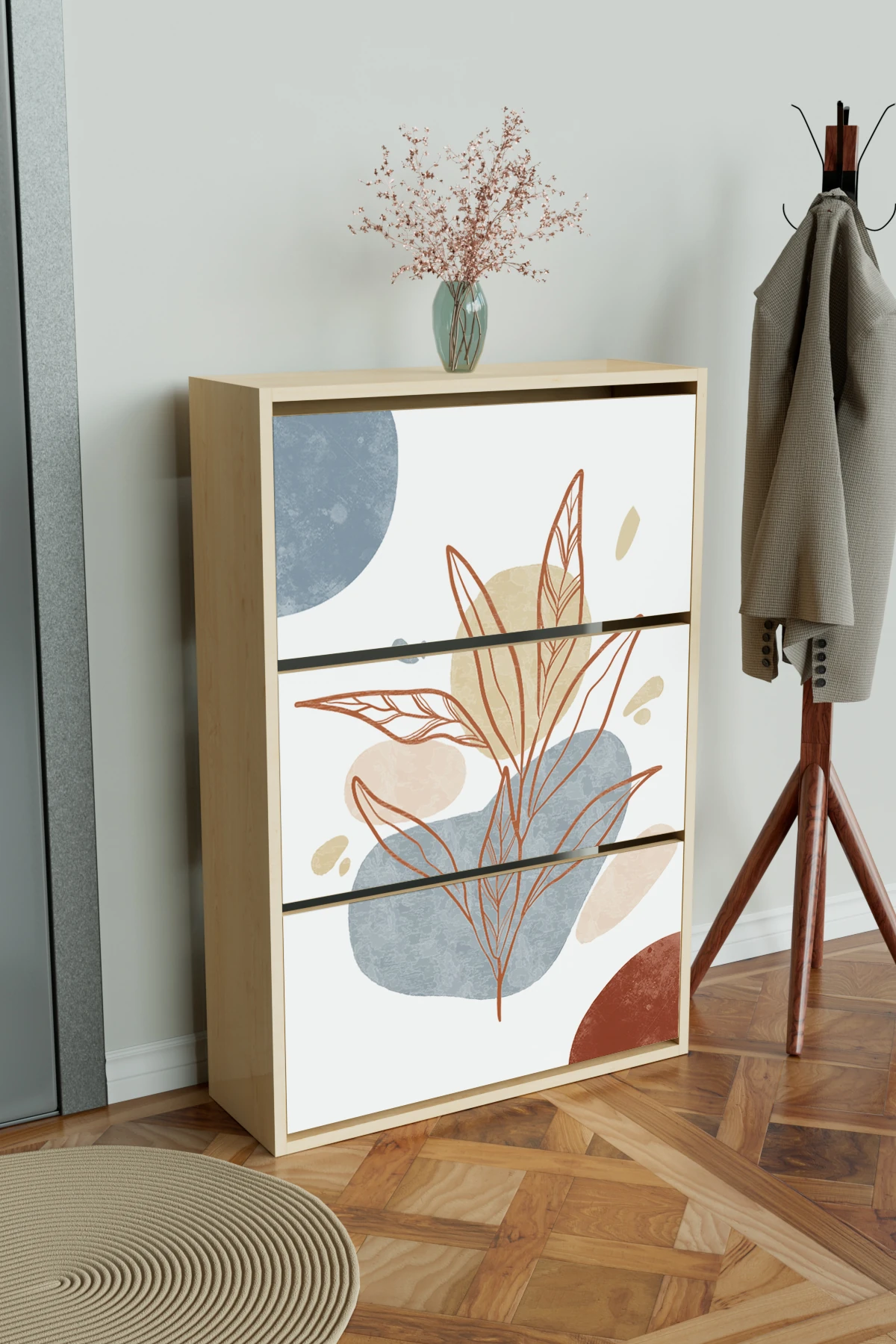 "Minimal Leaf" 3 Bölmeli Liovian Düşer Kapak Ayakkabılık