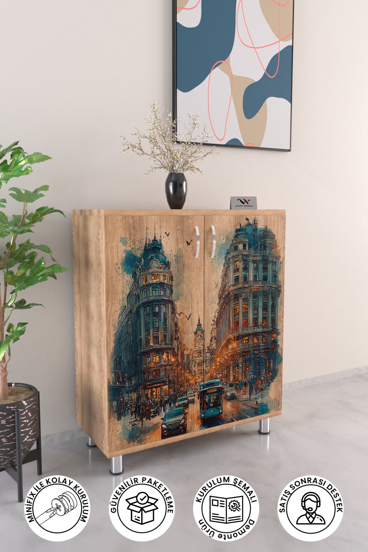 City Lights 4 Raflı Ayakkabılık Antre Hol Çok Amaçlı Ayakkabı Dolabı