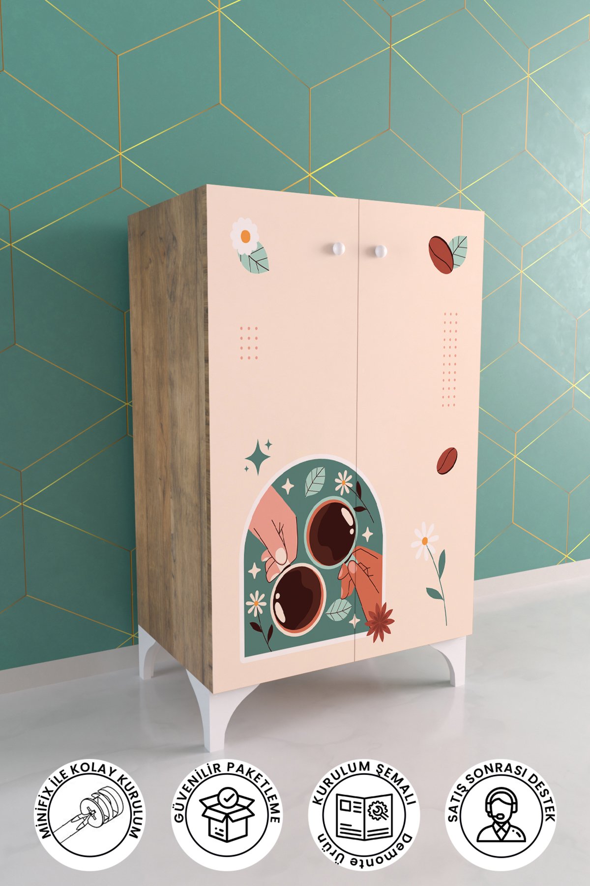 Kitchen Mate 2 Raflı Çok Amaçlı Dolap Mutfak Salon Ofis Dolabı