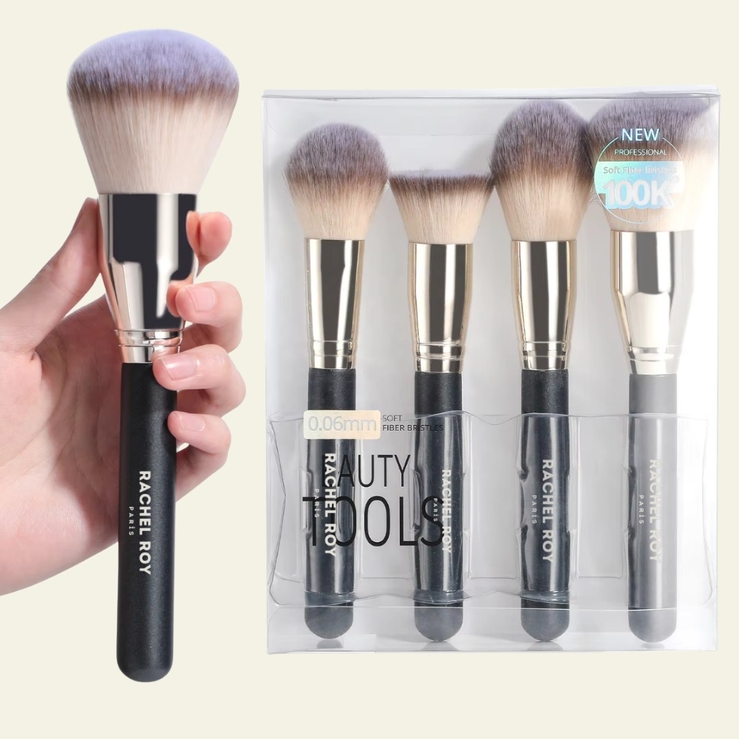 Büyük Boy 4 Lü Allık Fondöten Kontur Allık Makyaj Fırçası Seti - Makeup Brush
