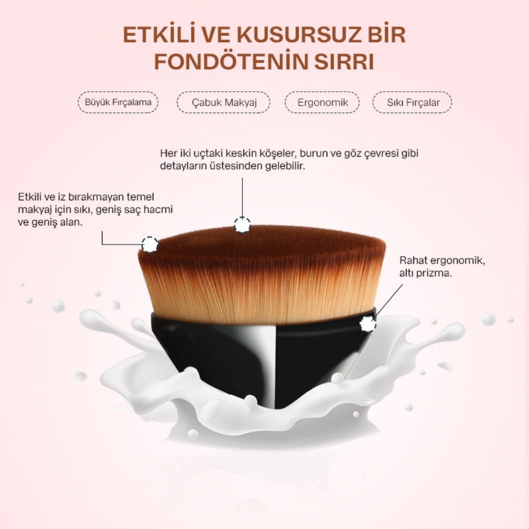Kabuki Siyah Altıgen Makyaj Yüz Allik Sıvı Toz Fondoten Fırçası