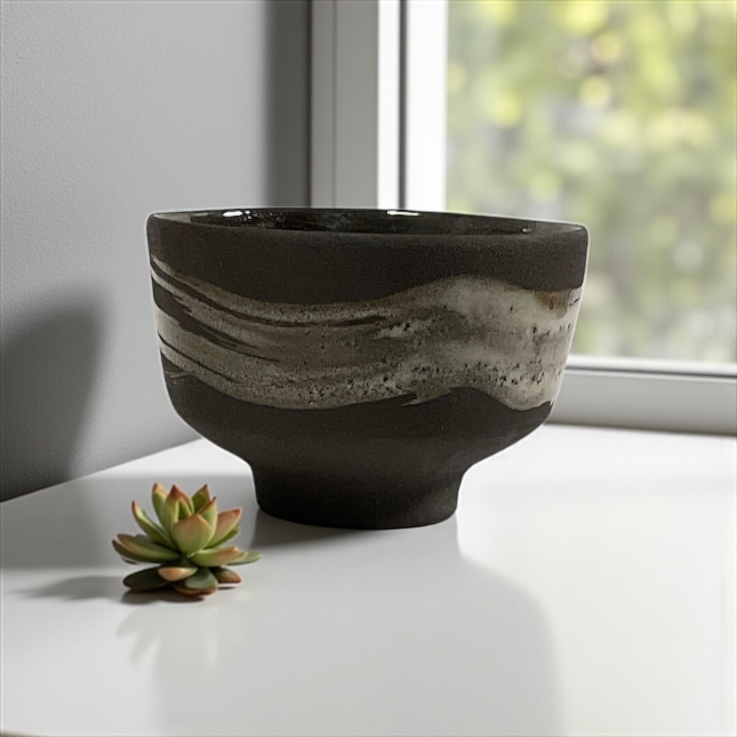 Kurohane – Siyah Tüy | El Yapımı Matcha Kasesi (Chawan)