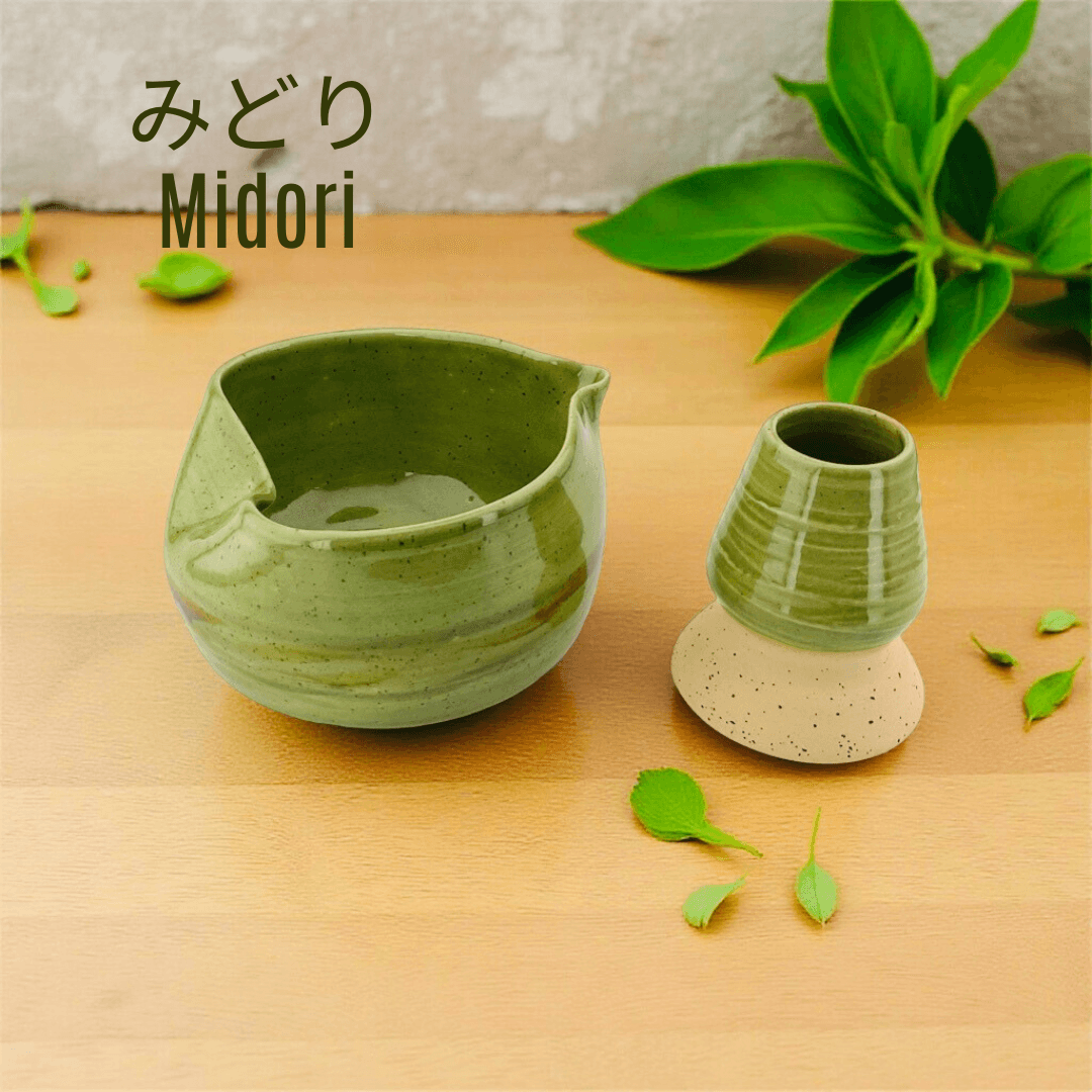 Midori – El Yapımı Matcha Seremoni Seti (Matcha Kasesi + Chasen Standı)