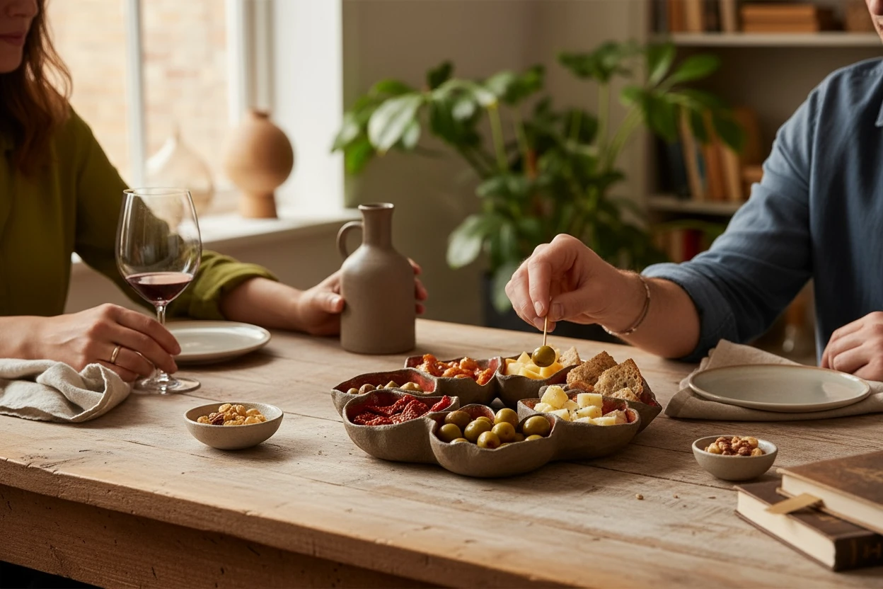 “İZ” Koleksiyonu – El Yapımı Seramik Sunum Tabağı