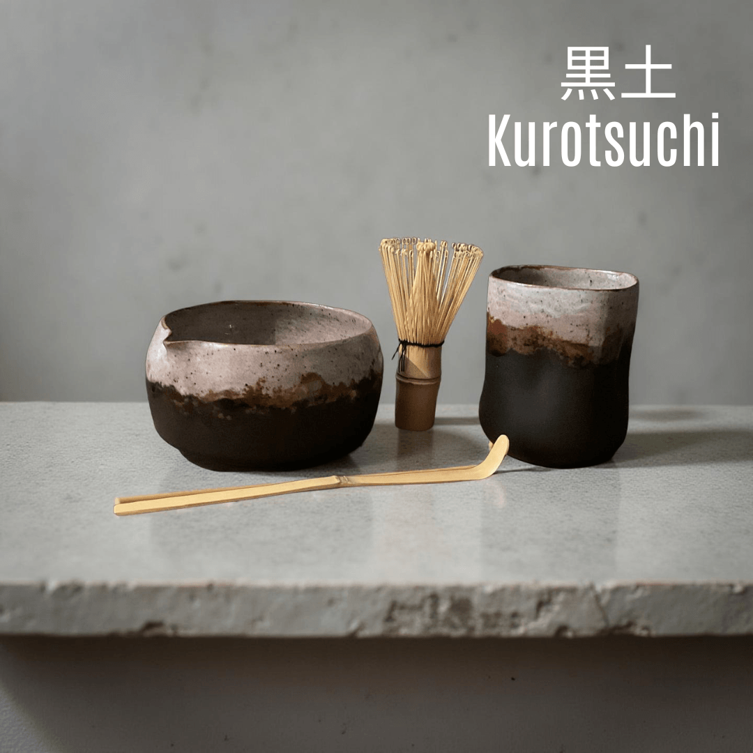 Kurotsuchi – Siyah Toprak | El Yapımı Matcha Seremoni Seti (2 Parça)