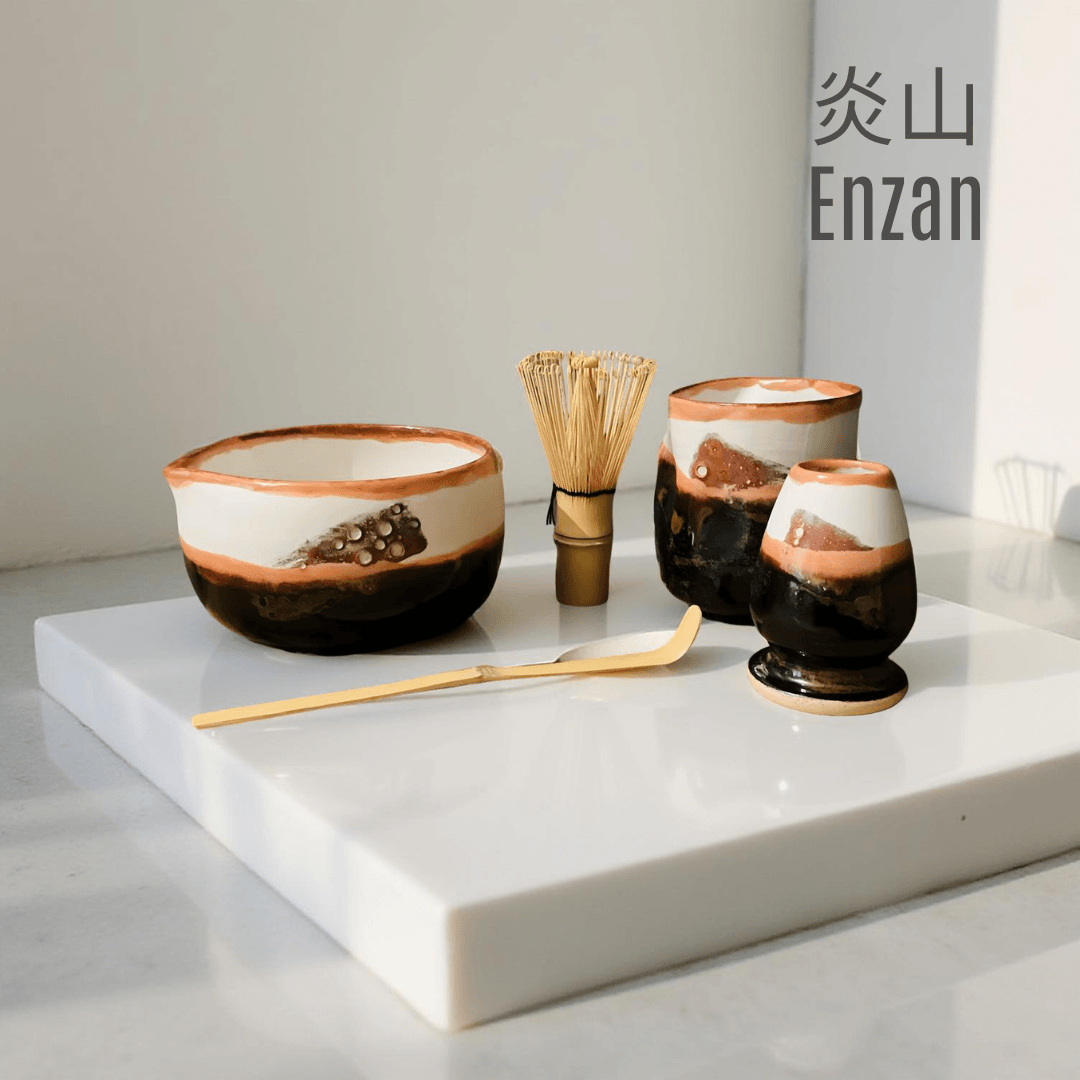 Enzan – Ateş Dağı | El Yapımı Matcha Seremoni Seti (3Parça)