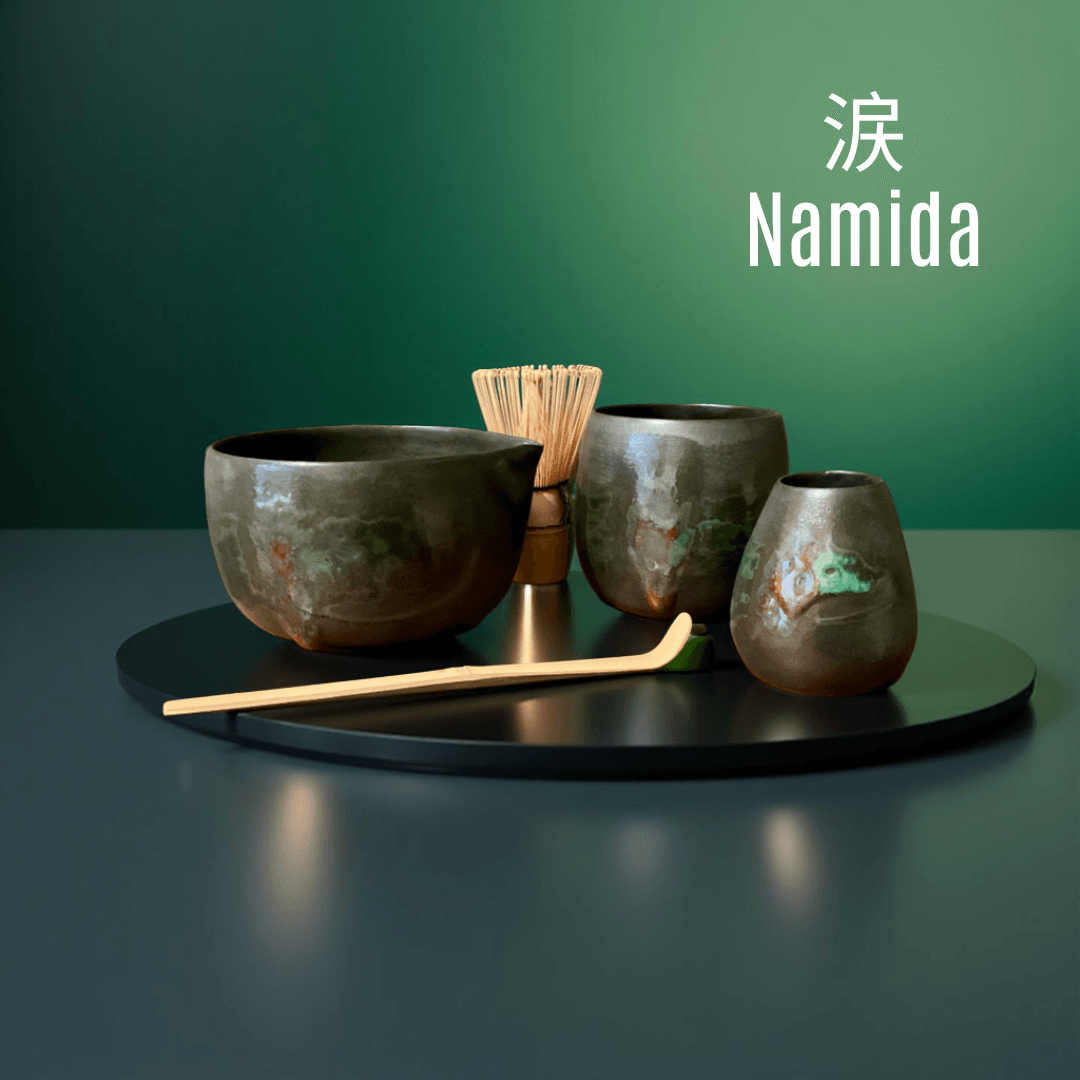 Namida – Göz Yaşı | El Yapımı Seramik Matcha Seremoni Seti (3 Parça)
