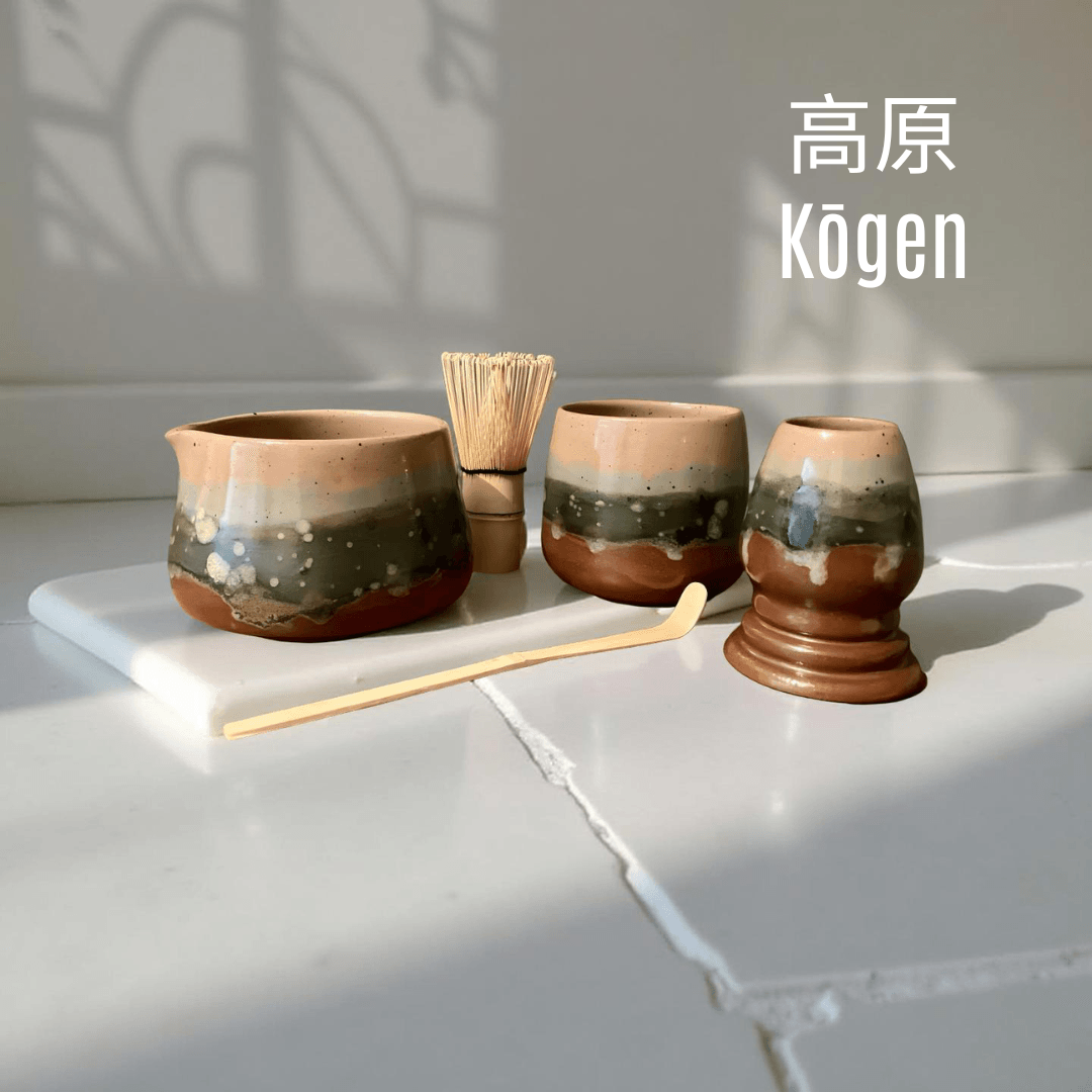 Kōgen - Yüksek Yayla I El Yapımı Seramik Matcha Seremoni Seti (3 Parça) 