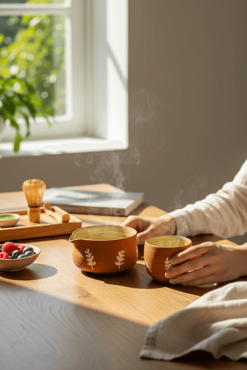 Kanna-zuki – Sonbahar Sessizliği | El Yapımı Seramik Matcha Seti (2 Parça)