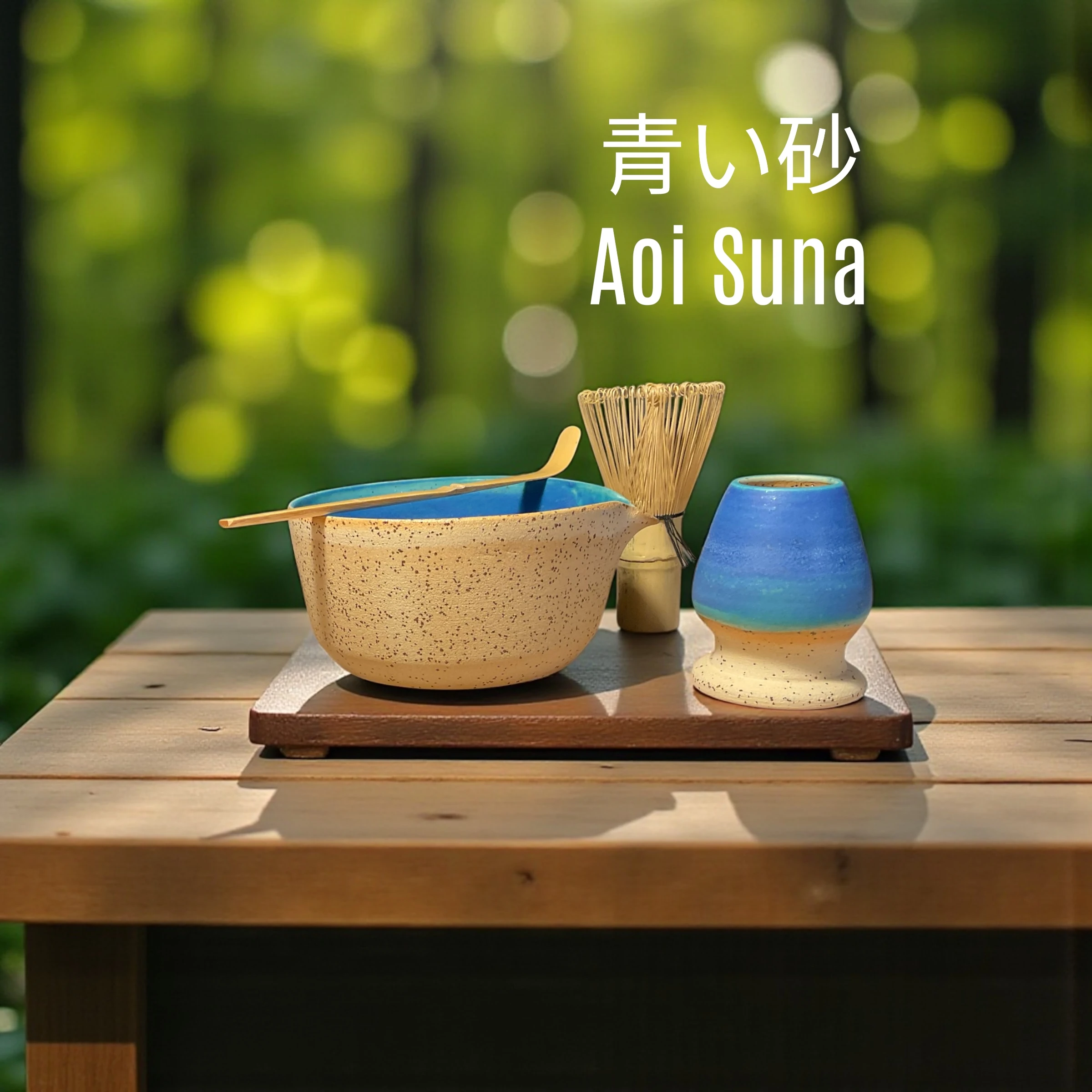Aoi Suna – Mavi Kum - El yapımı Matcha Seremoni Seti (2 parça)