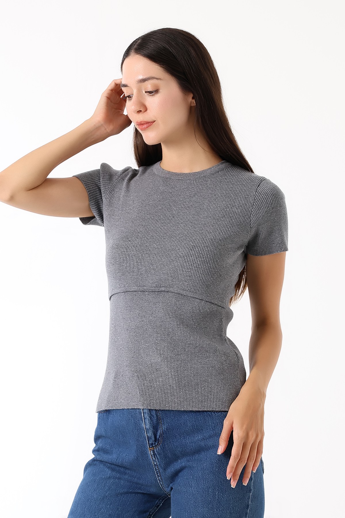 Nour Tee – Triko Emzirme T-Shirt / Gri