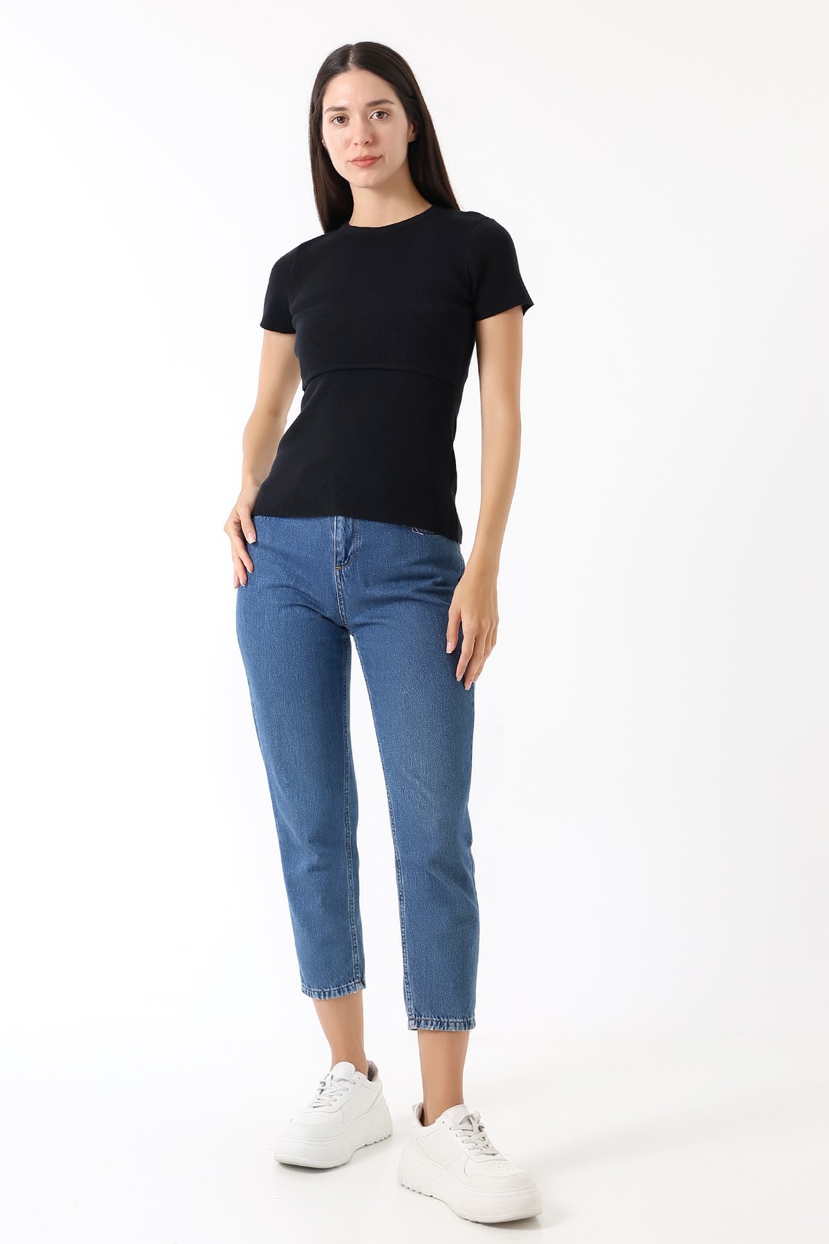 Nour Tee – Triko Emzirme T-Shirt / Siyah