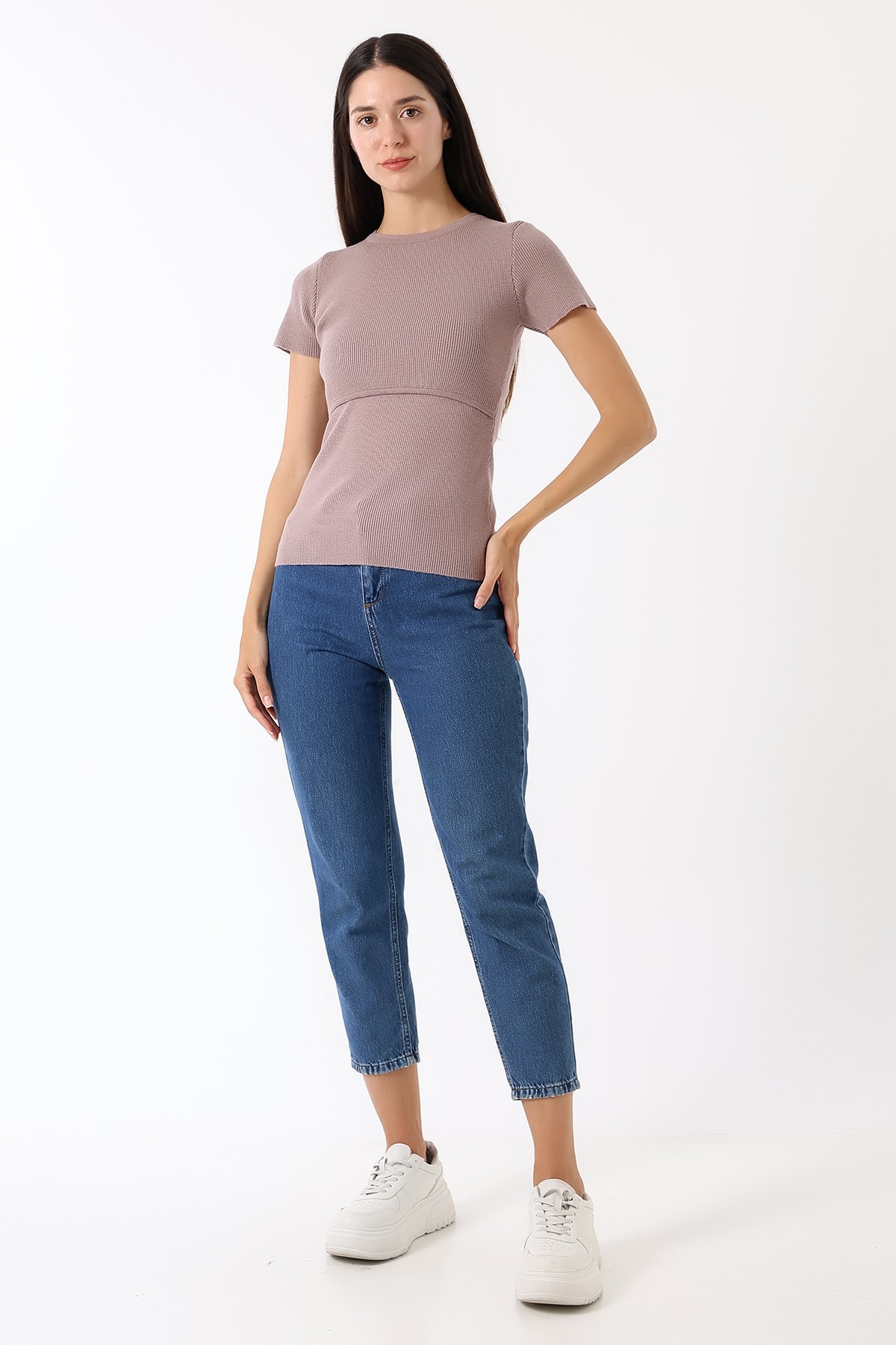 Nour Tee – Triko Emzirme T-Shirt / Gül Kurusu